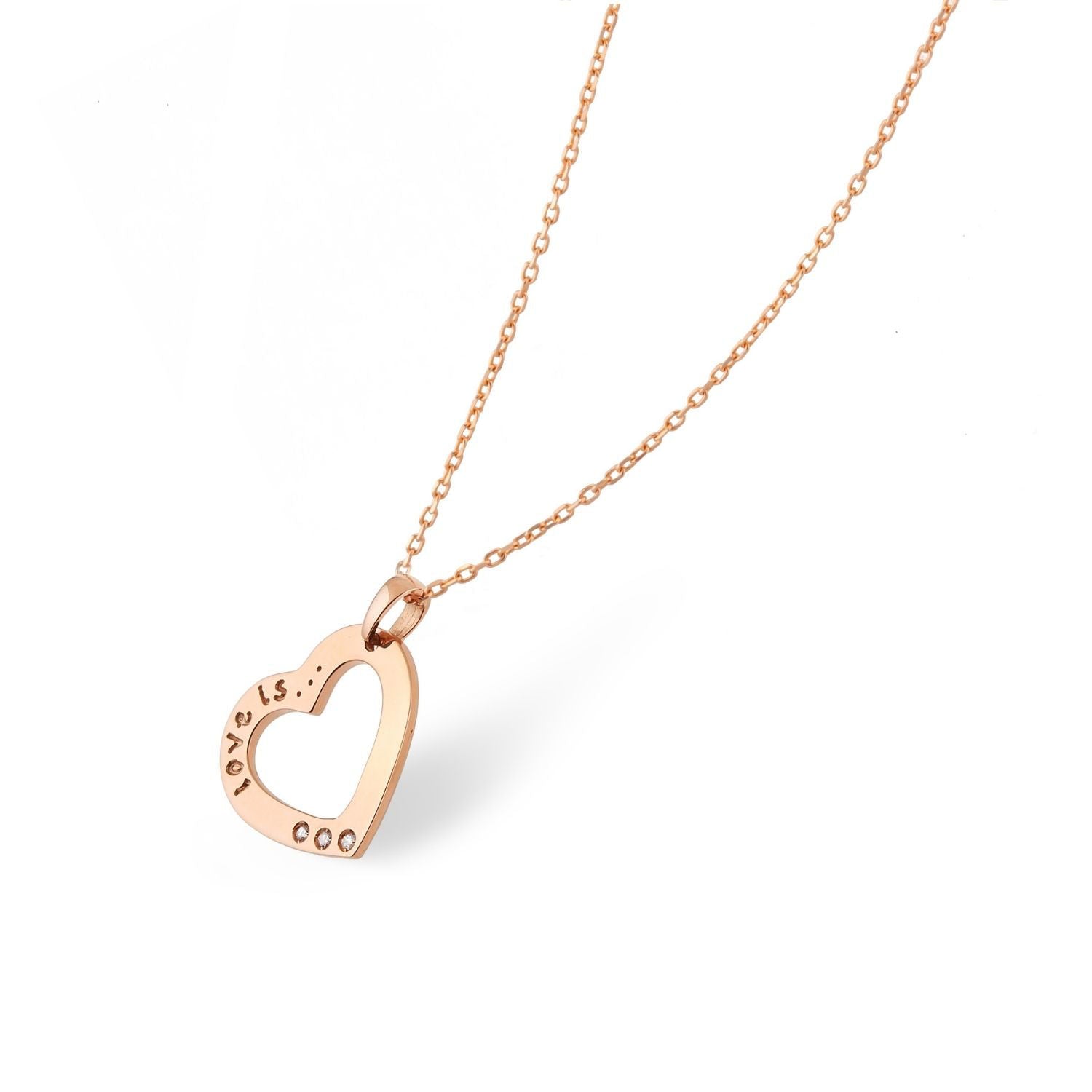 Κολιέ LiLaLove Καρδιά από ροζ χρυσό 18Κ με διαμάντια μπριγιάν Εικόνα 2