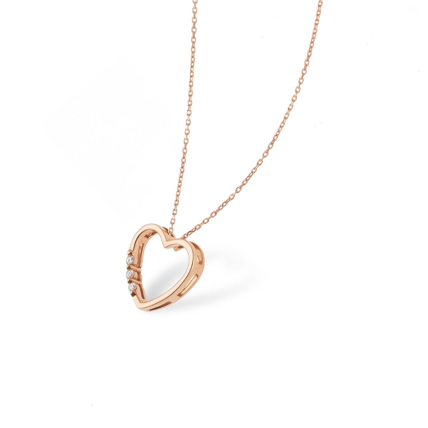 Κολιέ LiLaLove Καρδιά από ροζ χρυσό 18Κ με διαμάντια μπριγιάν Εικόνα 2