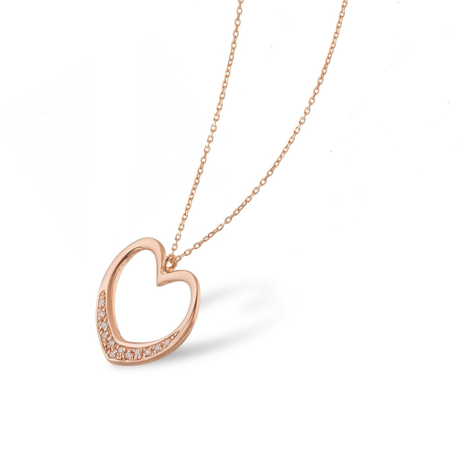 Κολιέ LiLaLove Καρδιά από ροζ χρυσό 18Κ με διαμάντια μπριγιάν Εικόνα 2