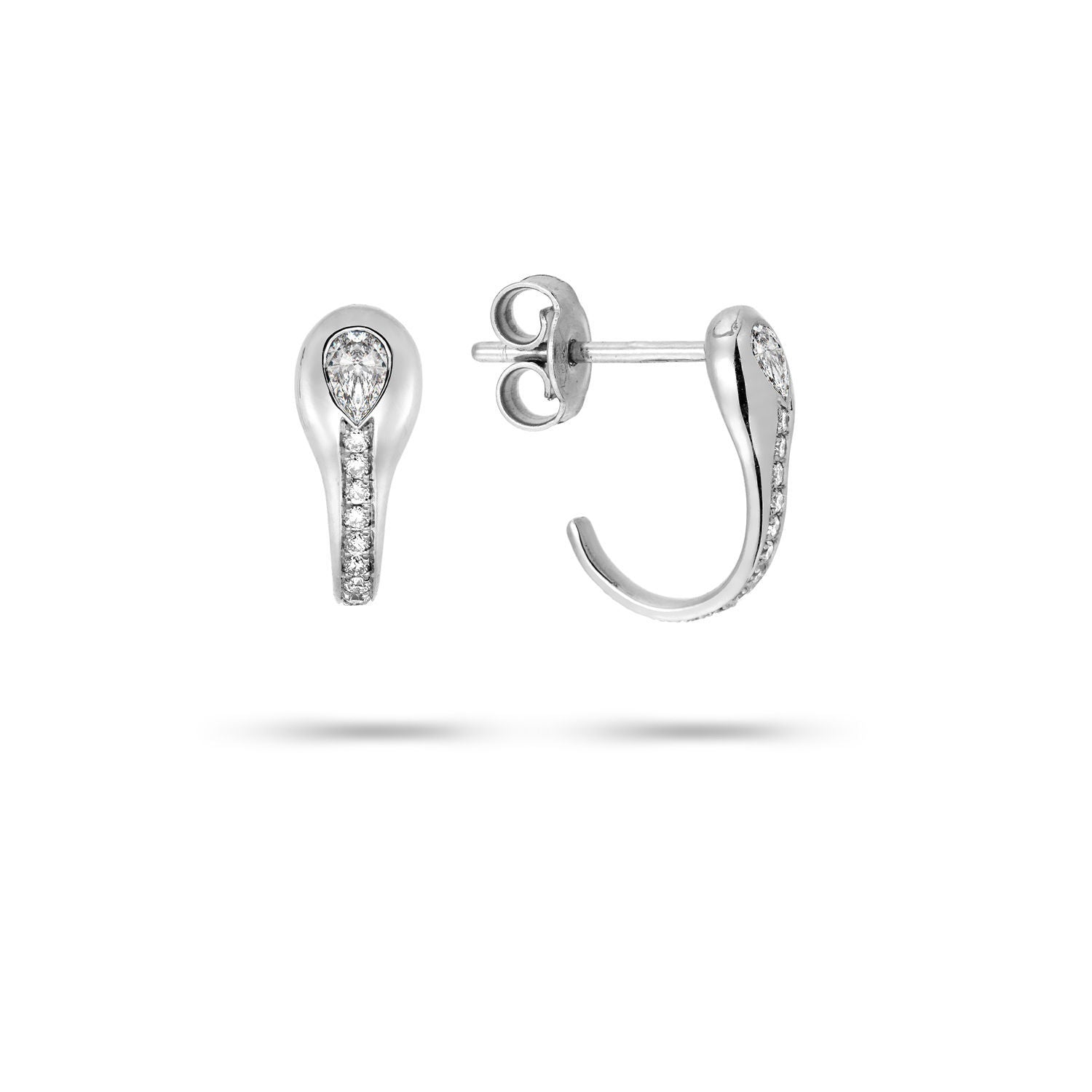 Σκουλαρίκια Mamba από λευκό χρυσό 18K με διαμάντι pear και διαμάντια μπριγιάν Εικόνα 2