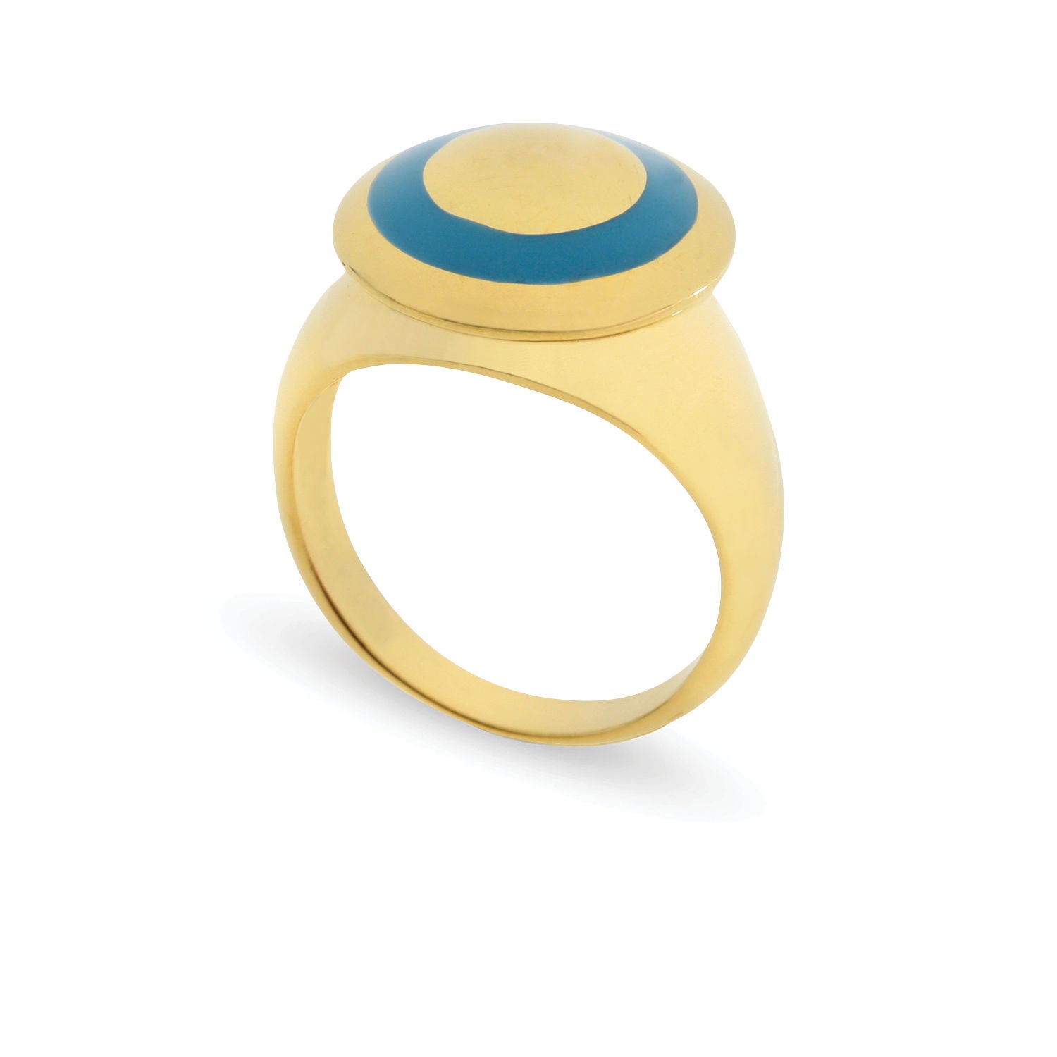 Δαχτυλίδι Chevalier από επιχρυσωμένο ασήμι 925° με γαλάζιο σμάλτο Εικόνα 1