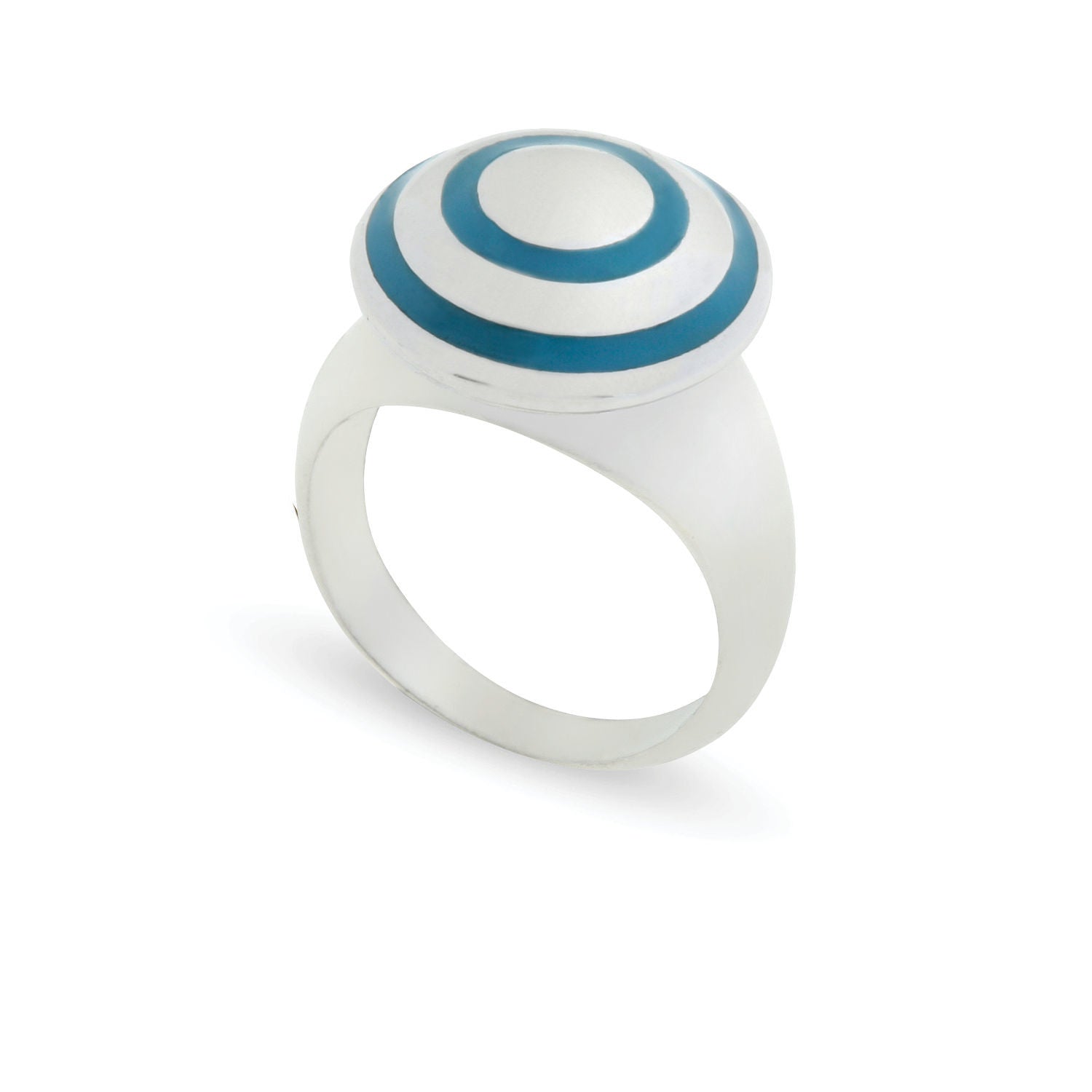 Δαχτυλίδι Chevalier από επιροδιωμένο ασήμι 925° με γαλάζιο σμάλτο Εικόνα 1