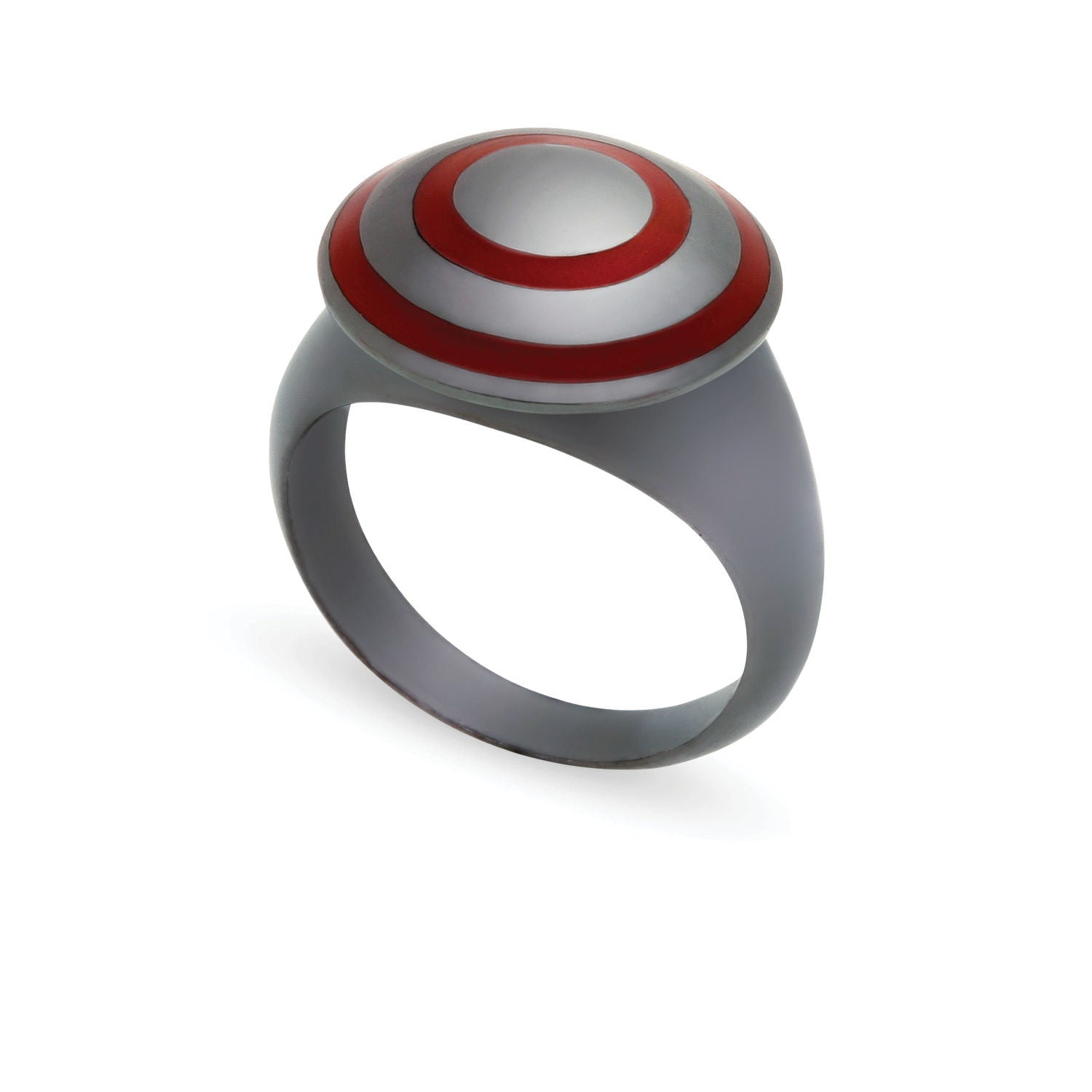 Δαχτυλίδι Chevalier από μαύρο επιροδιωμένο ασήμι 925° με κόκκινο σμάλτο Εικόνα 1