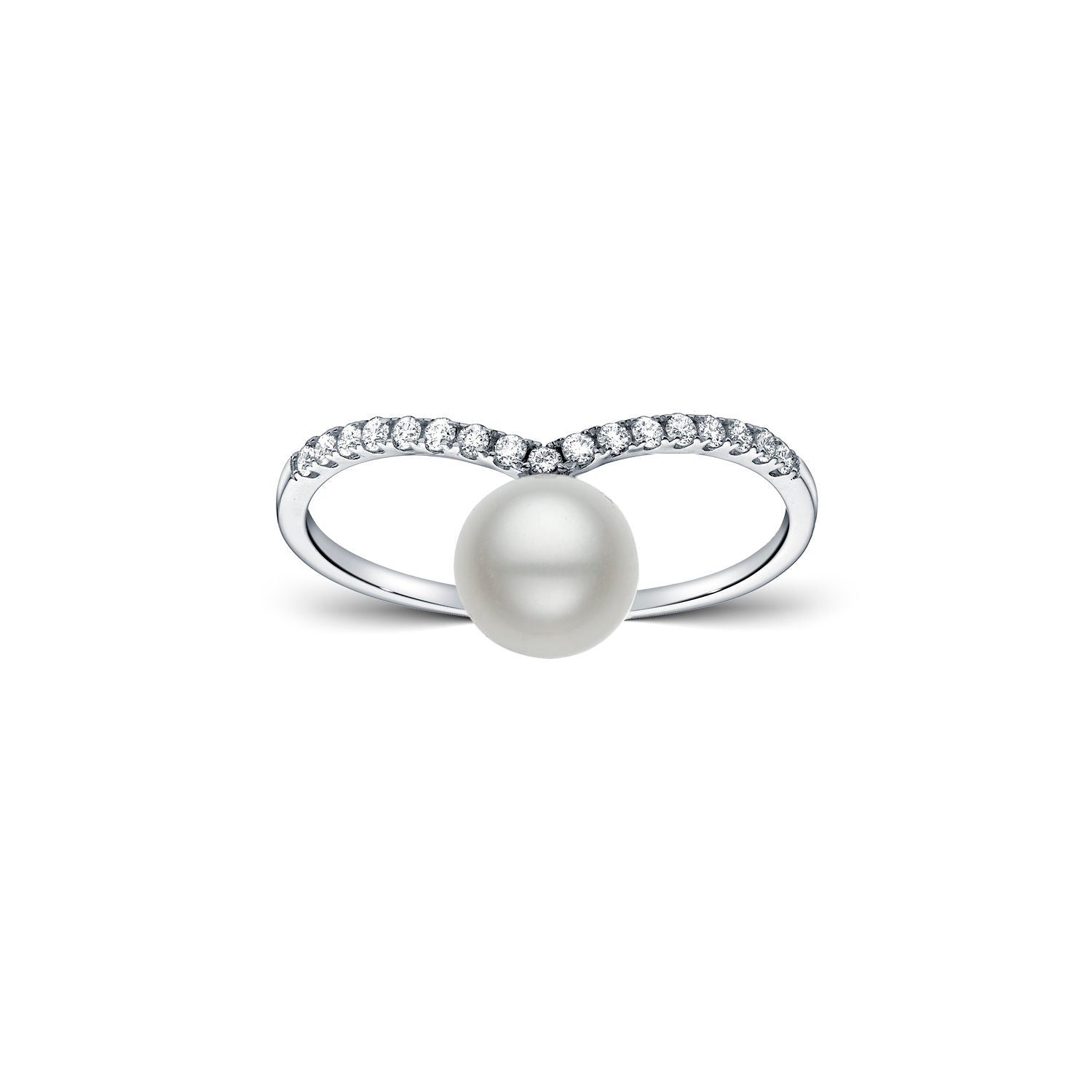 Δαχτυλίδι Pearls από λευκό χρυσό 18Κ με freshwater pearl και διαμάντια μπριγιάν Εικόνα 1