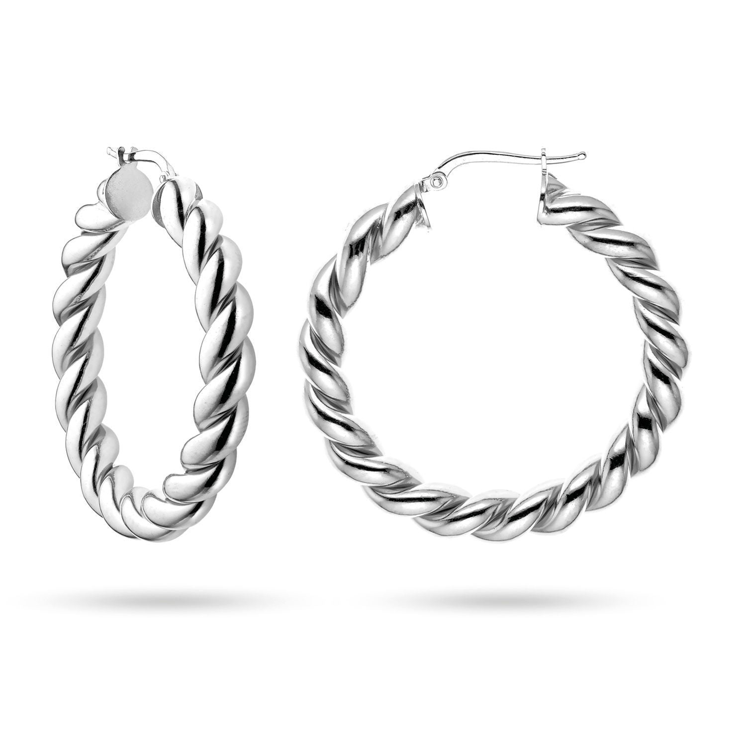 Σκουλαρίκια Reflections κρίκοι από επιροδιωμένο ασήμι 925° Εικόνα 1