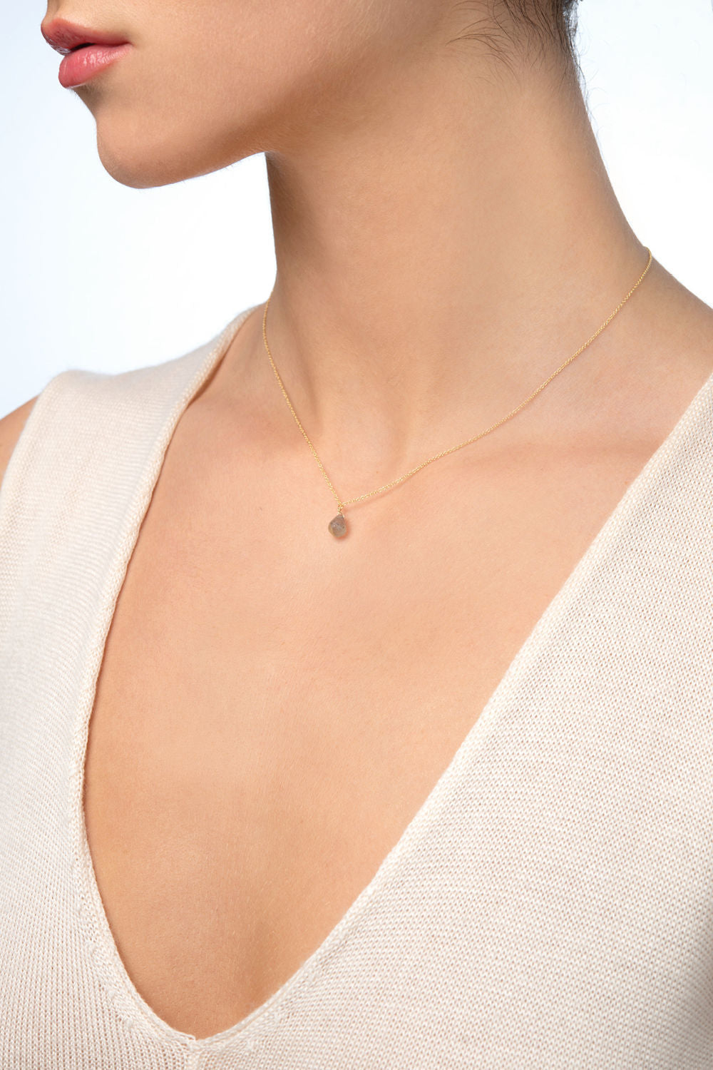 Μενταγιόν Mini Drops από χρυσό 18Κ με λαμπραντορίτη Εικόνα 2