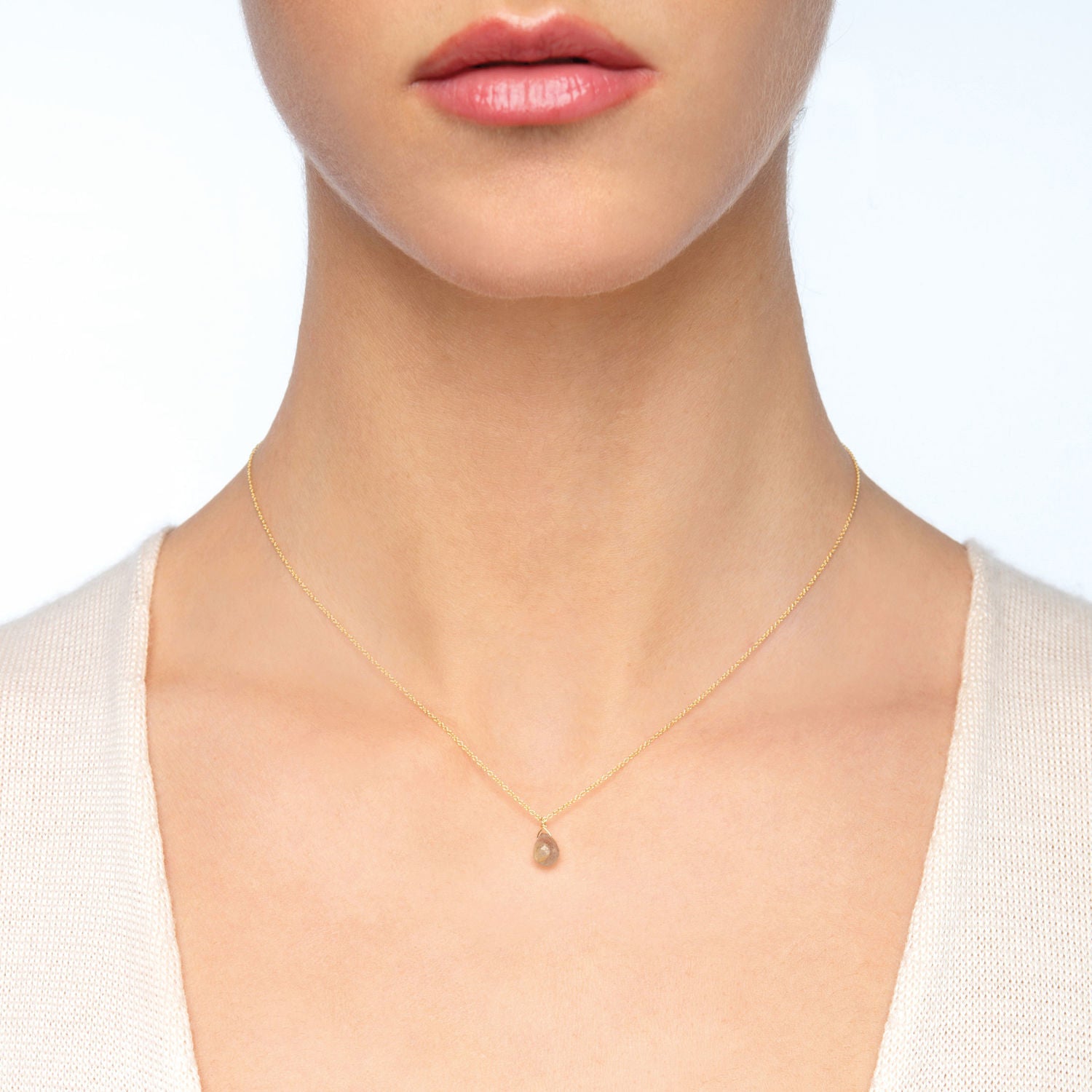 Μενταγιόν Mini Drops από χρυσό 18Κ με λαμπραντορίτη Εικόνα 3