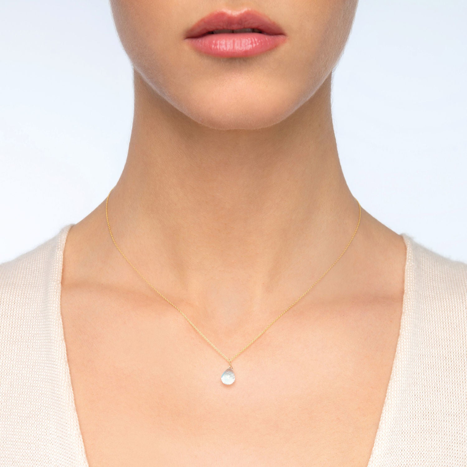 Μενταγιόν Mini Drops από χρυσό 18Κ με blue topaz Εικόνα 3