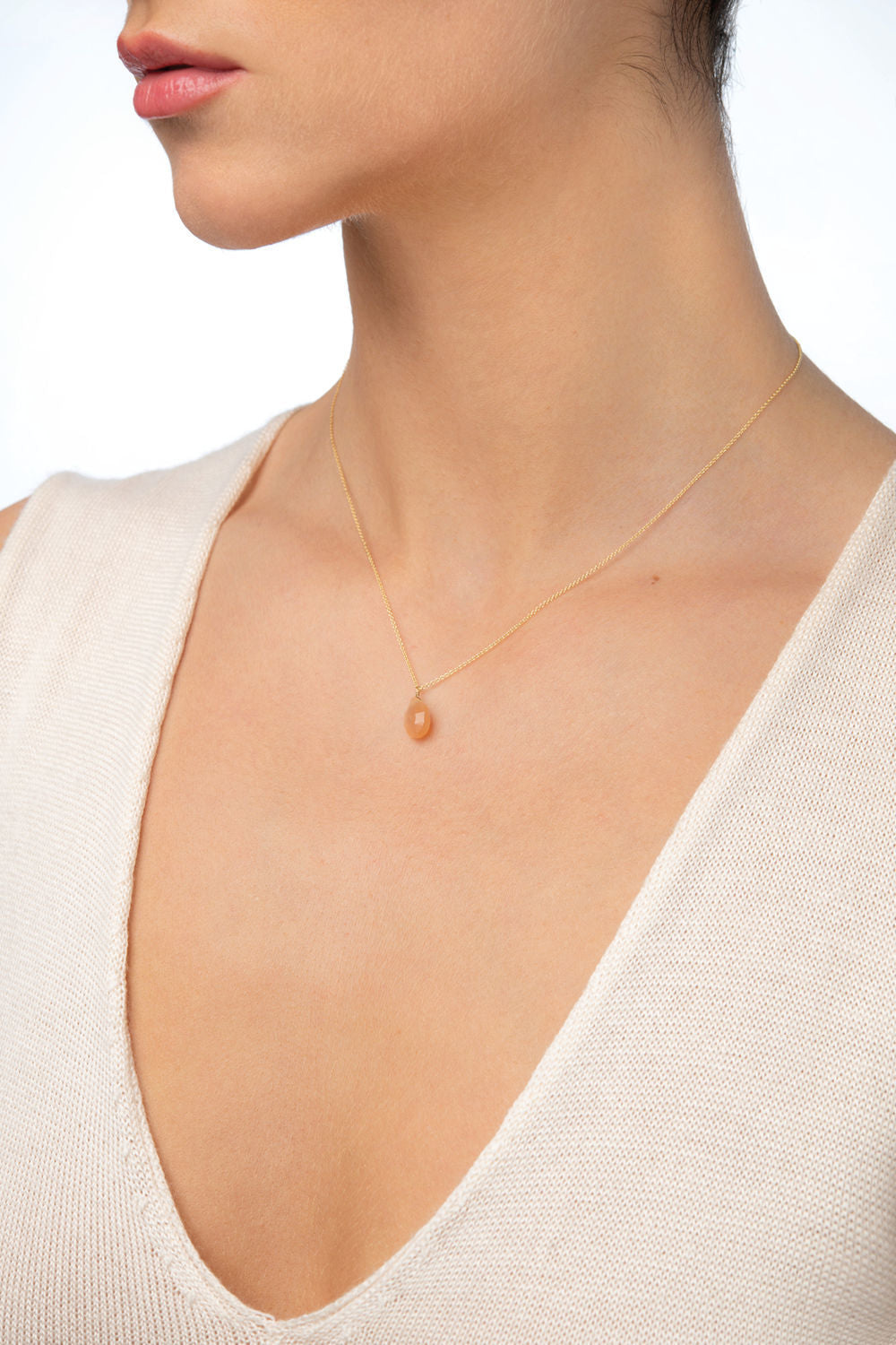 Μενταγιόν Mini Drops από χρυσό 18Κ με moonstone Εικόνα 2