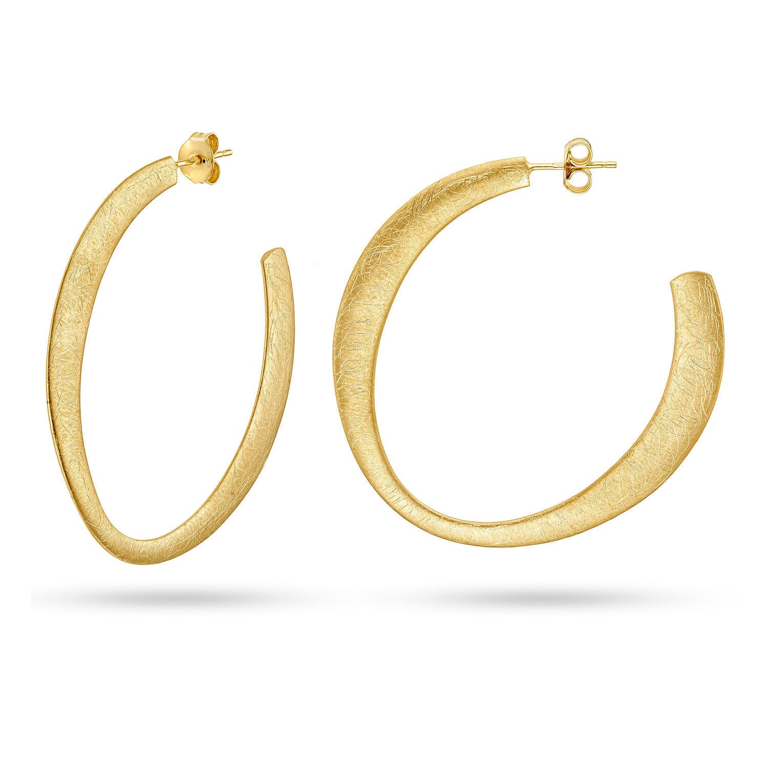 Σκουλαρίκια κρίκοι Reflections από ματ επιχρυσωμένο ασήμι 925° Εικόνα 1