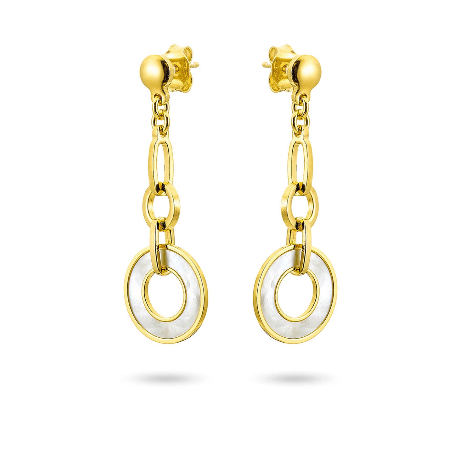 Σκουλαρίκια Geometry από επιχρυσωμένο ασήμι 925° με φίλντισι Εικόνα 1