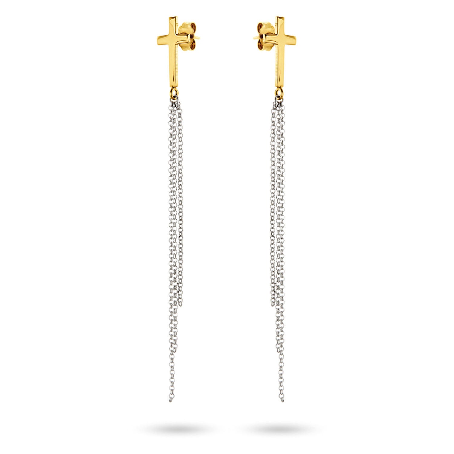 Σκουλαρίκια Σταυροί από επιροδιωμένο και επιχρυσωμένο ασήμι 925° Εικόνα 1