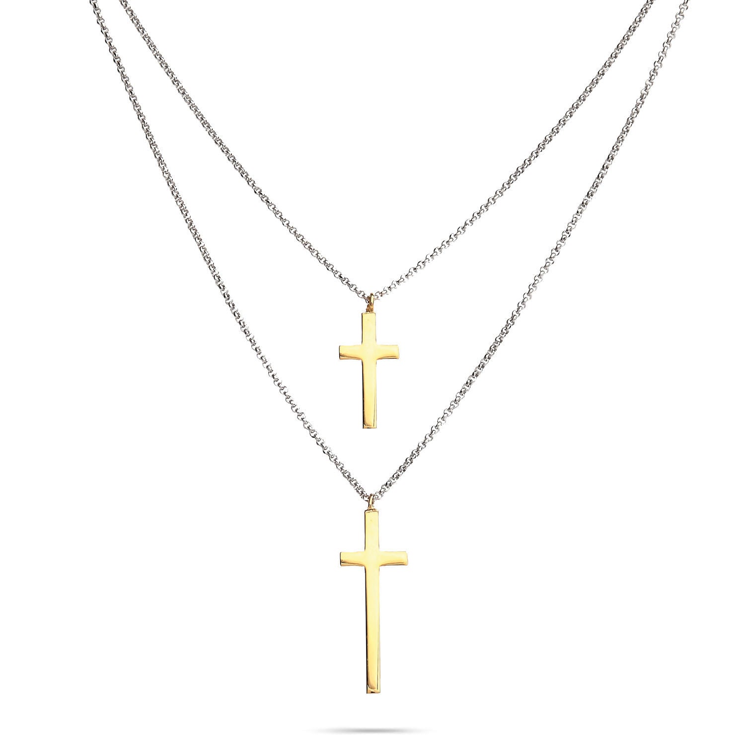 Κολιέ Σταυροί από επιροδιωμένο και επιχρυσωμένο ασήμι 925° Εικόνα 1