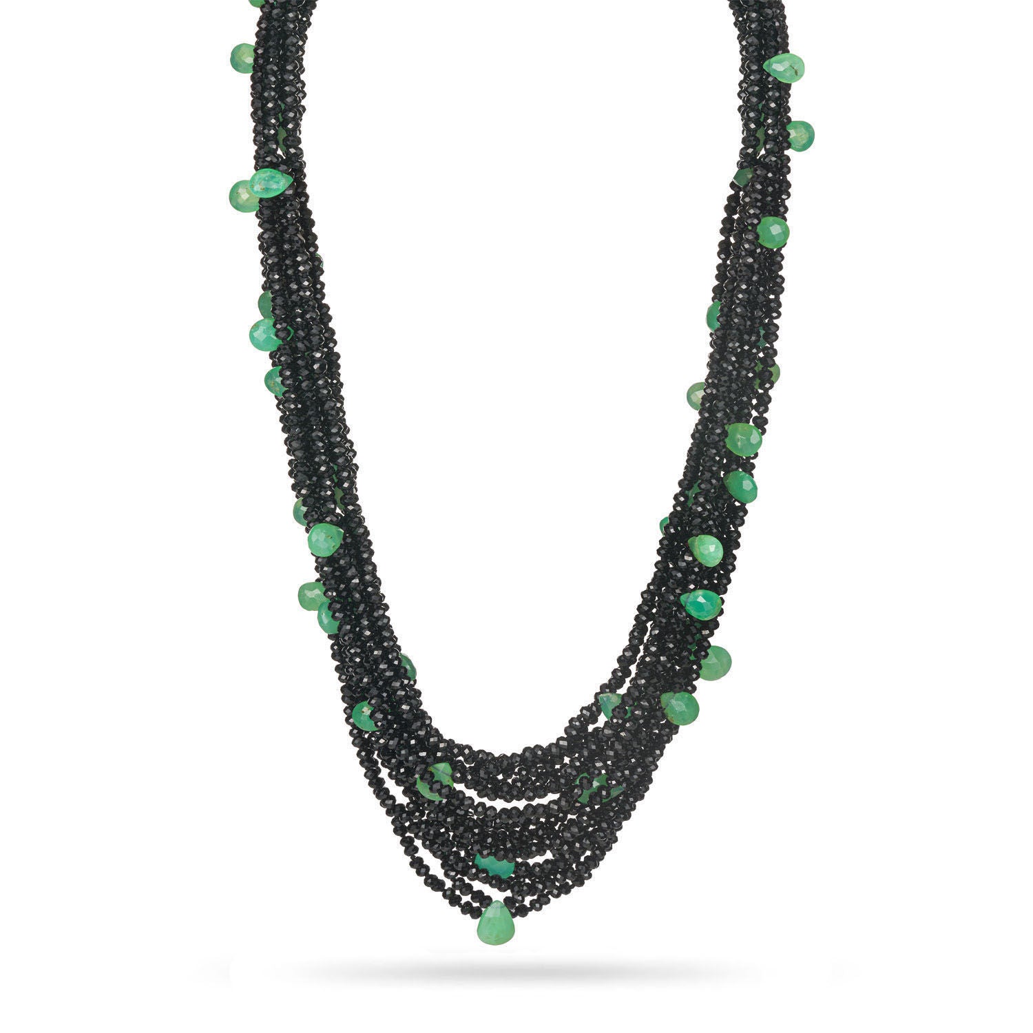 Κολιέ Rio από μαύρο σπινέλιο και χρυσοπράσιο με ασήμι 925° Εικόνα 1