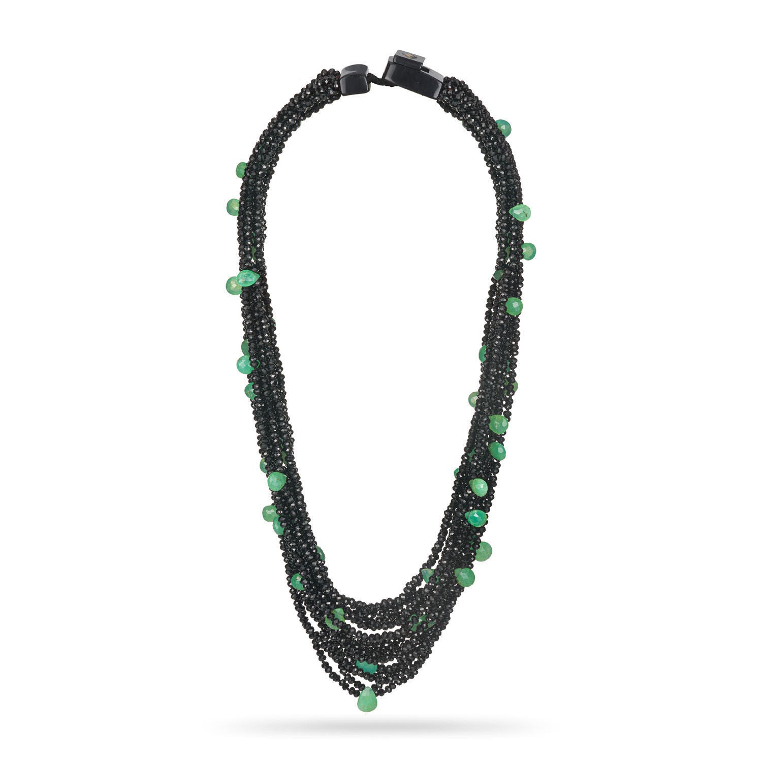 Κολιέ Rio από μαύρο σπινέλιο και χρυσοπράσιο με ασήμι 925° Εικόνα 2