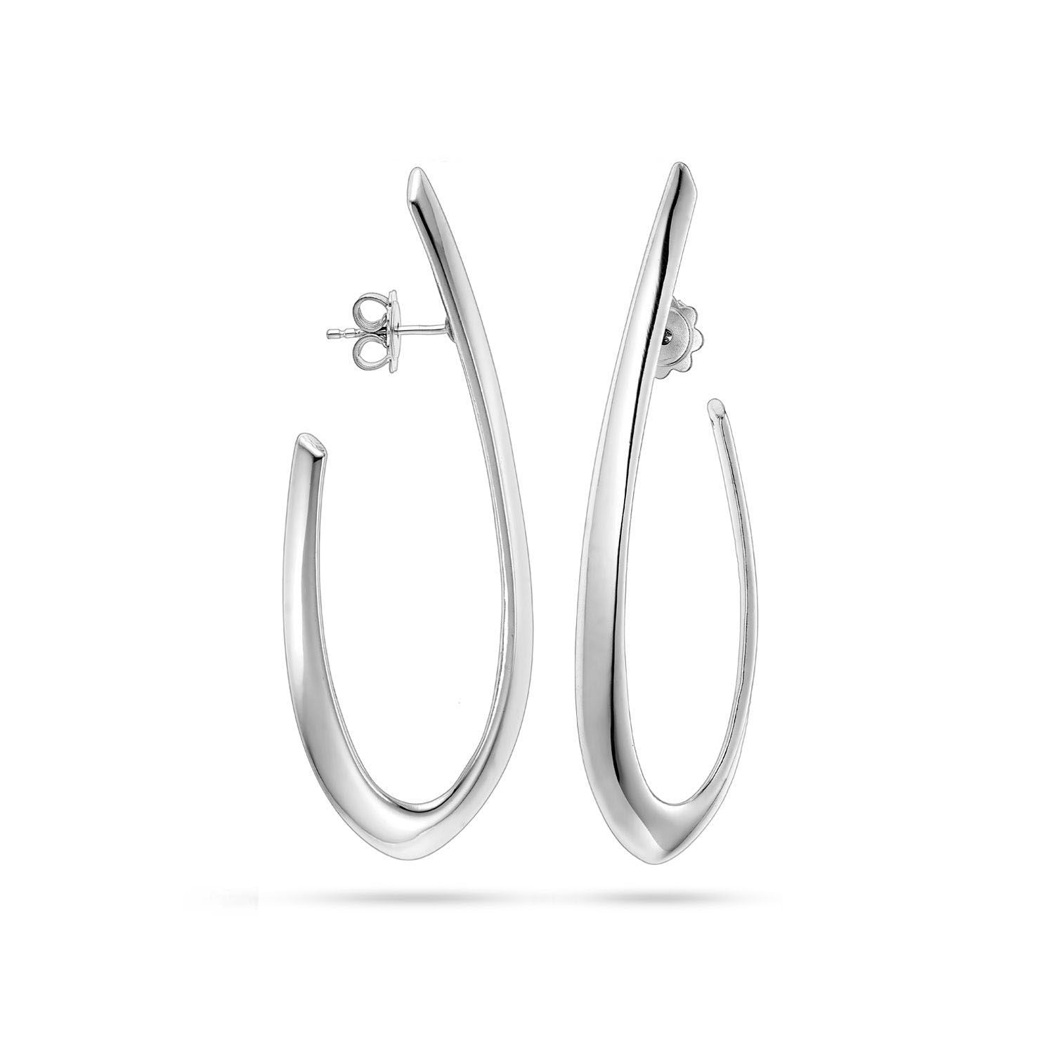 Σκουλαρίκια κρίκοι Reflections από επιροδιωμένο ασήμι 925° Εικόνα 1