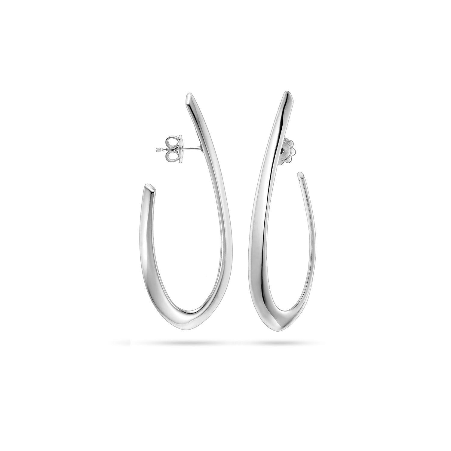 Σκουλαρίκια κρίκοι Reflections από επιροδιωμένο ασήμι 925° Εικόνα 1