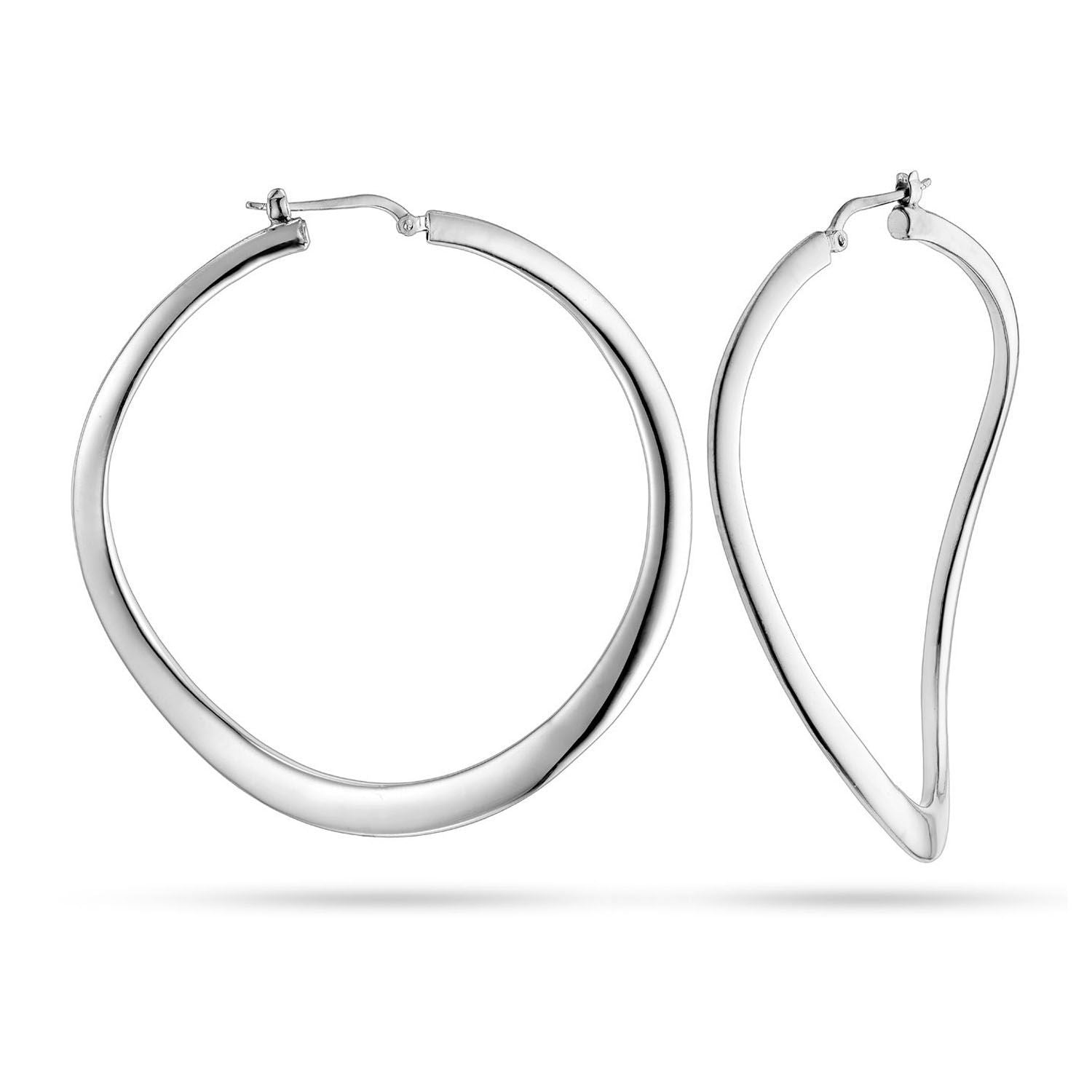 Σκουλαρίκια κρίκοι Reflections από επιροδιωμένο ασήμι 925° Εικόνα 1