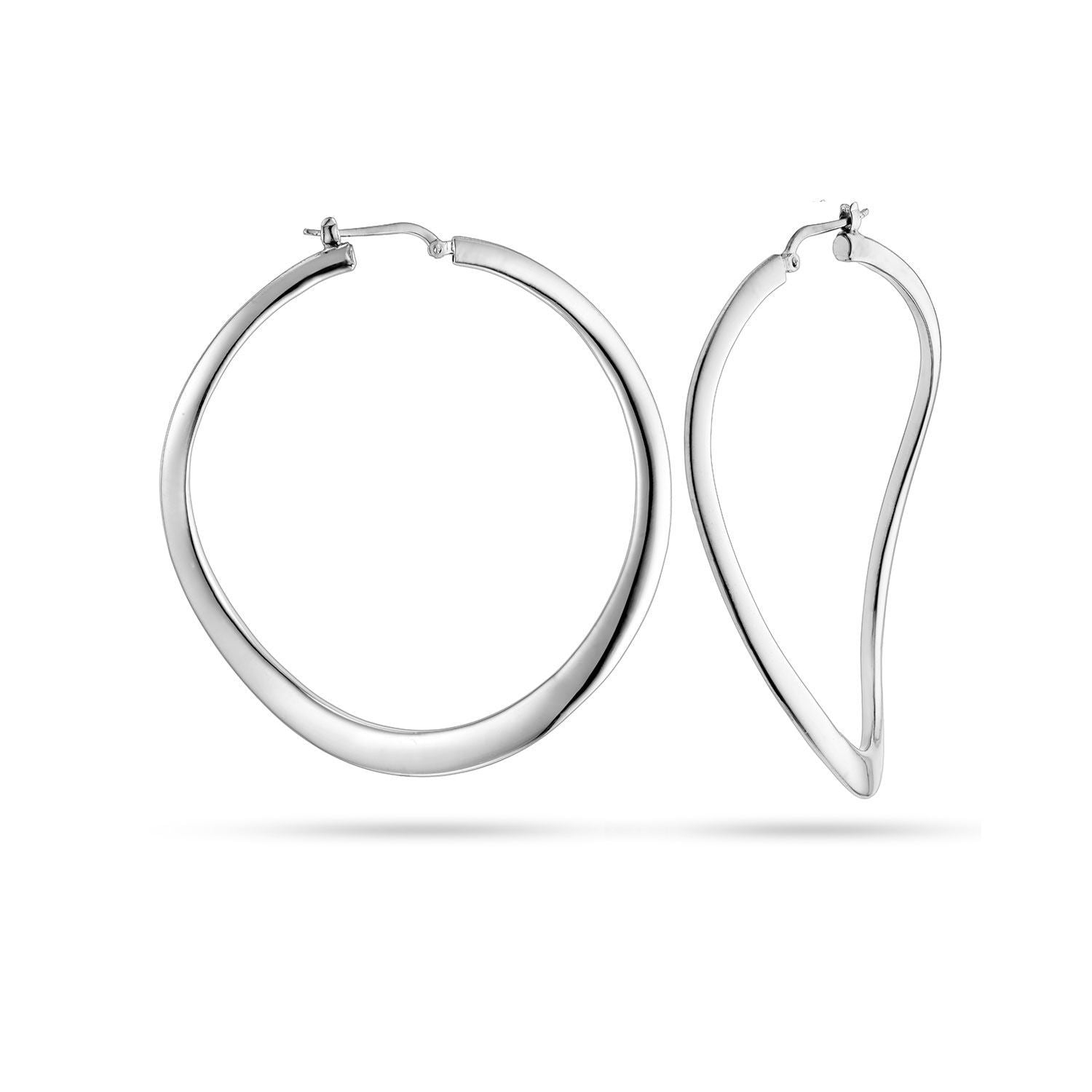 Σκουλαρίκια κρίκοι Reflections από επιροδιωμένο ασήμι 925° Εικόνα 1