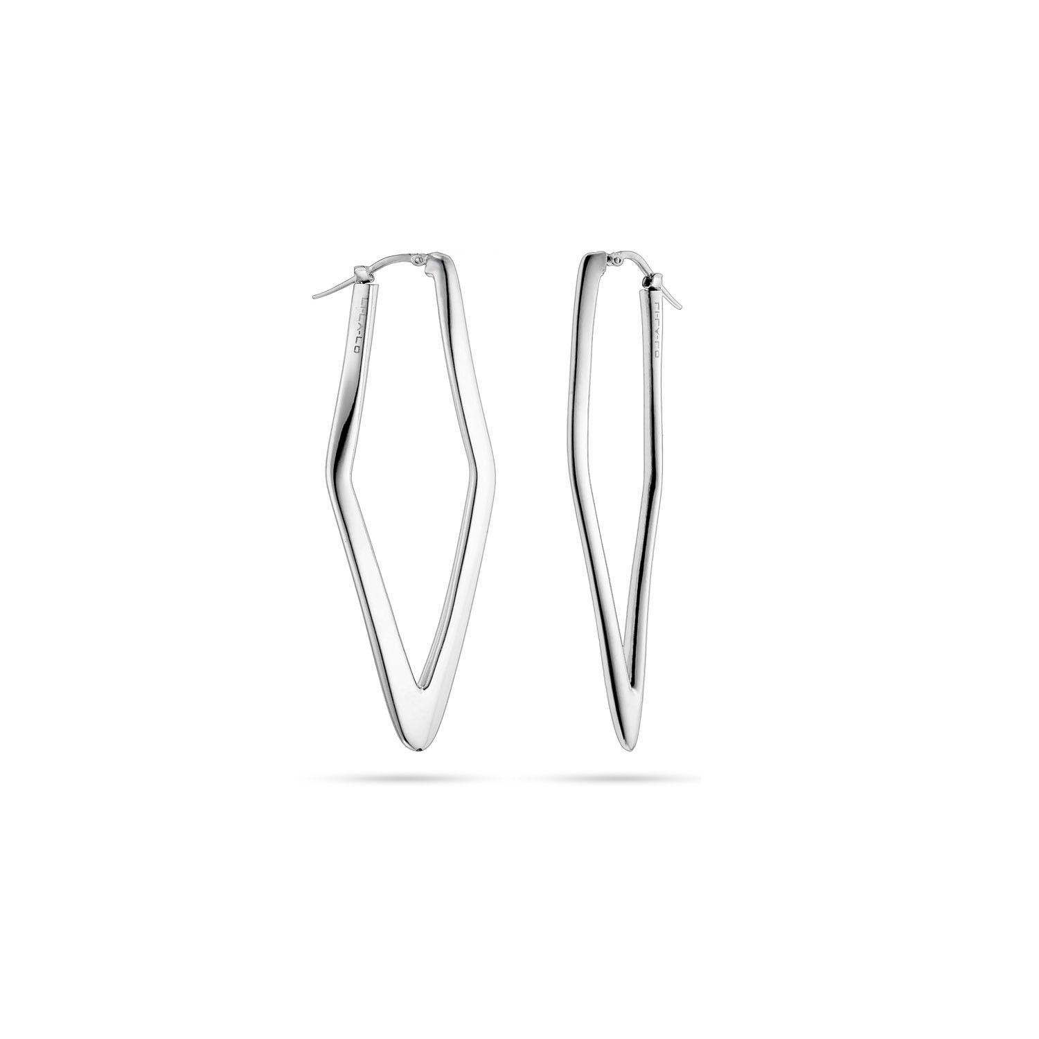 Σκουλαρίκια κρίκοι Reflections από επιροδιωμένο ασήμι 925° Εικόνα 1