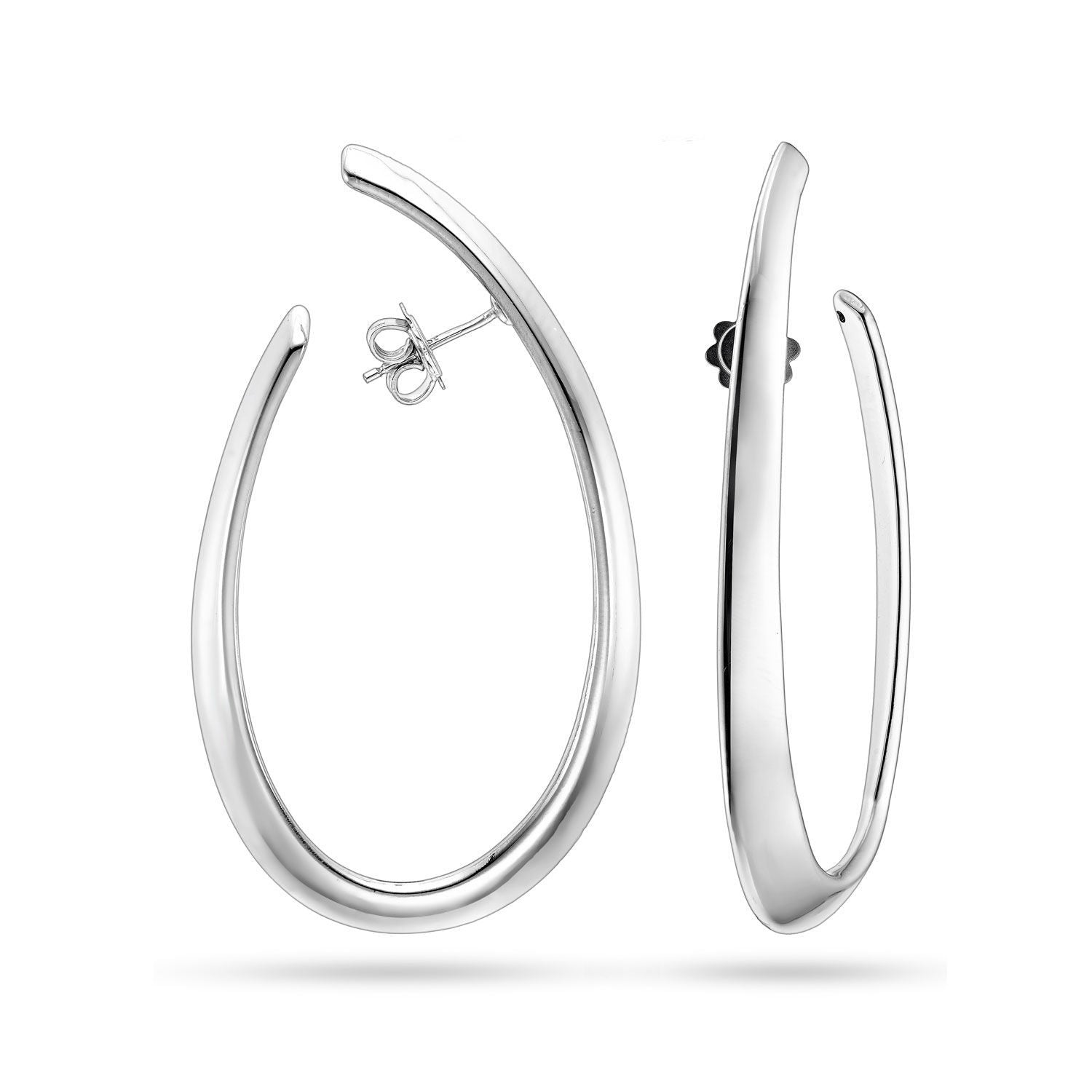 Σκουλαρίκια κρίκοι Reflections από επιροδιωμένο ασήμι 925° Εικόνα 1