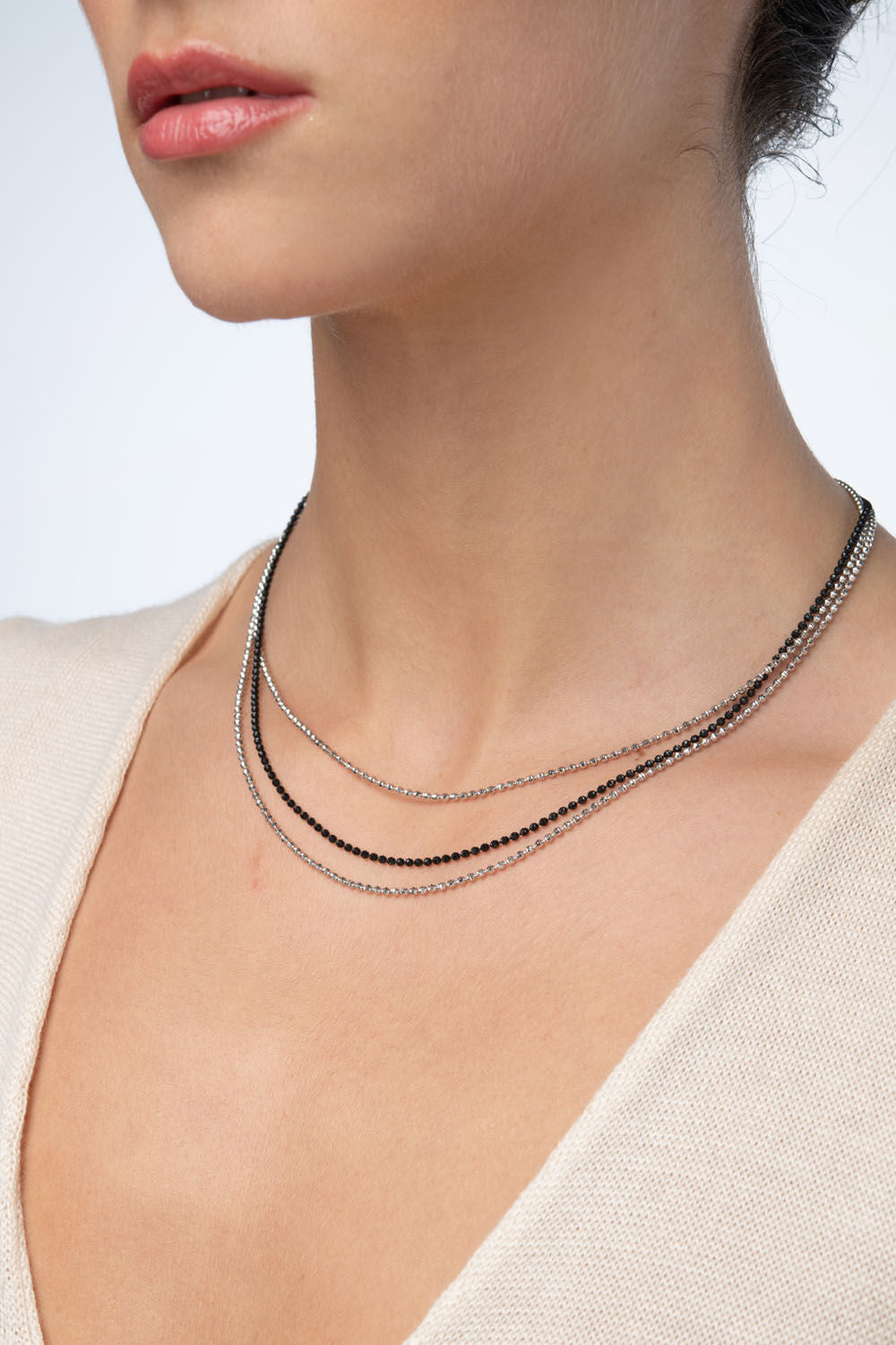 Κολιέ Skin από επιροδιωμένο και μαύρο επιροδιωμένο ασήμι 925° Εικόνα 3