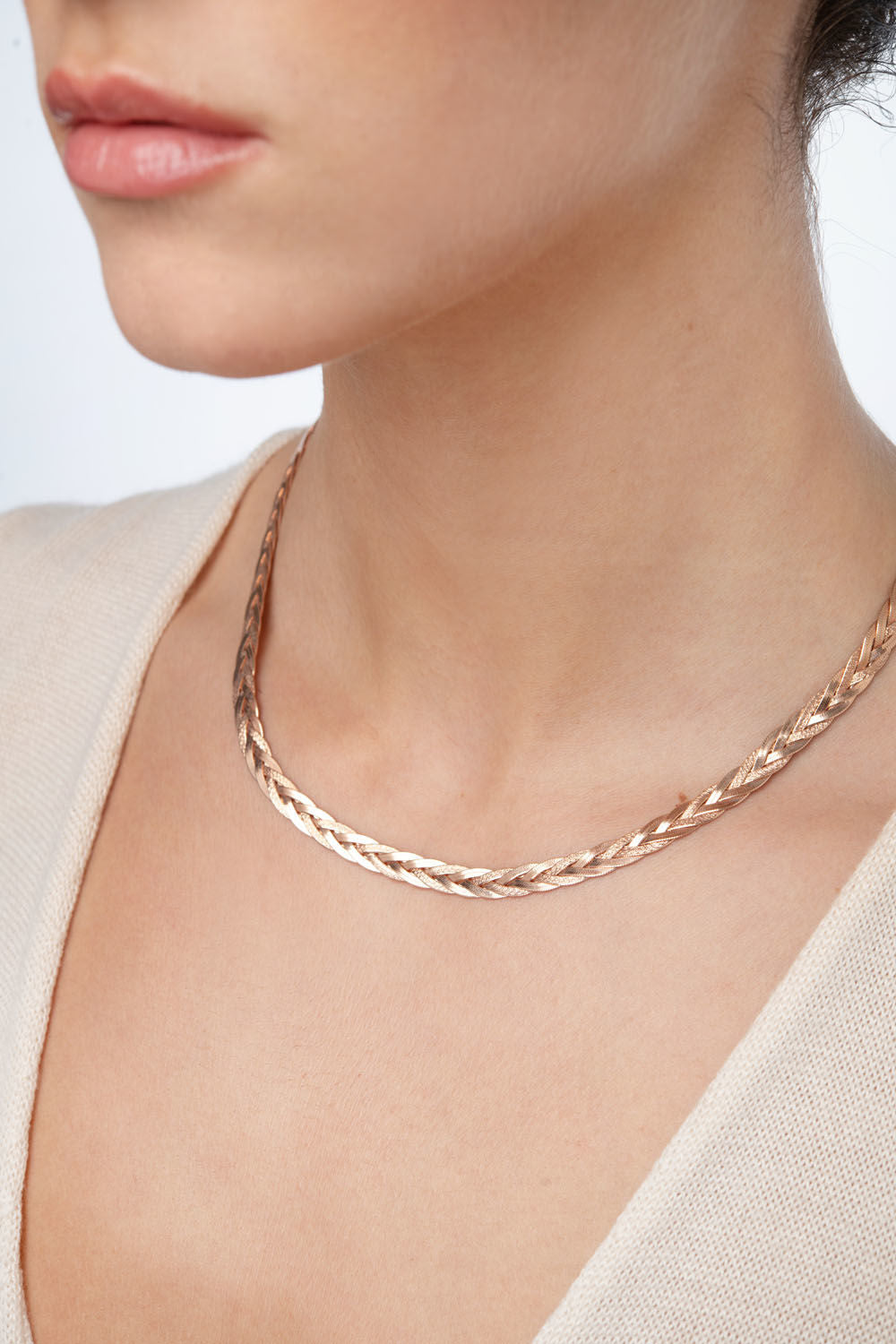 Κολιέ Skin από ροζ επιχρυσωμένο ασήμι 925° Εικόνα 3