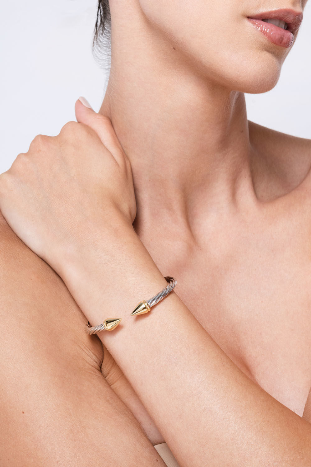 Βραχιόλι Skin σταθερό από επιροδιωμένο και επιχρυσωμένο ασήμι 925° Εικόνα 2