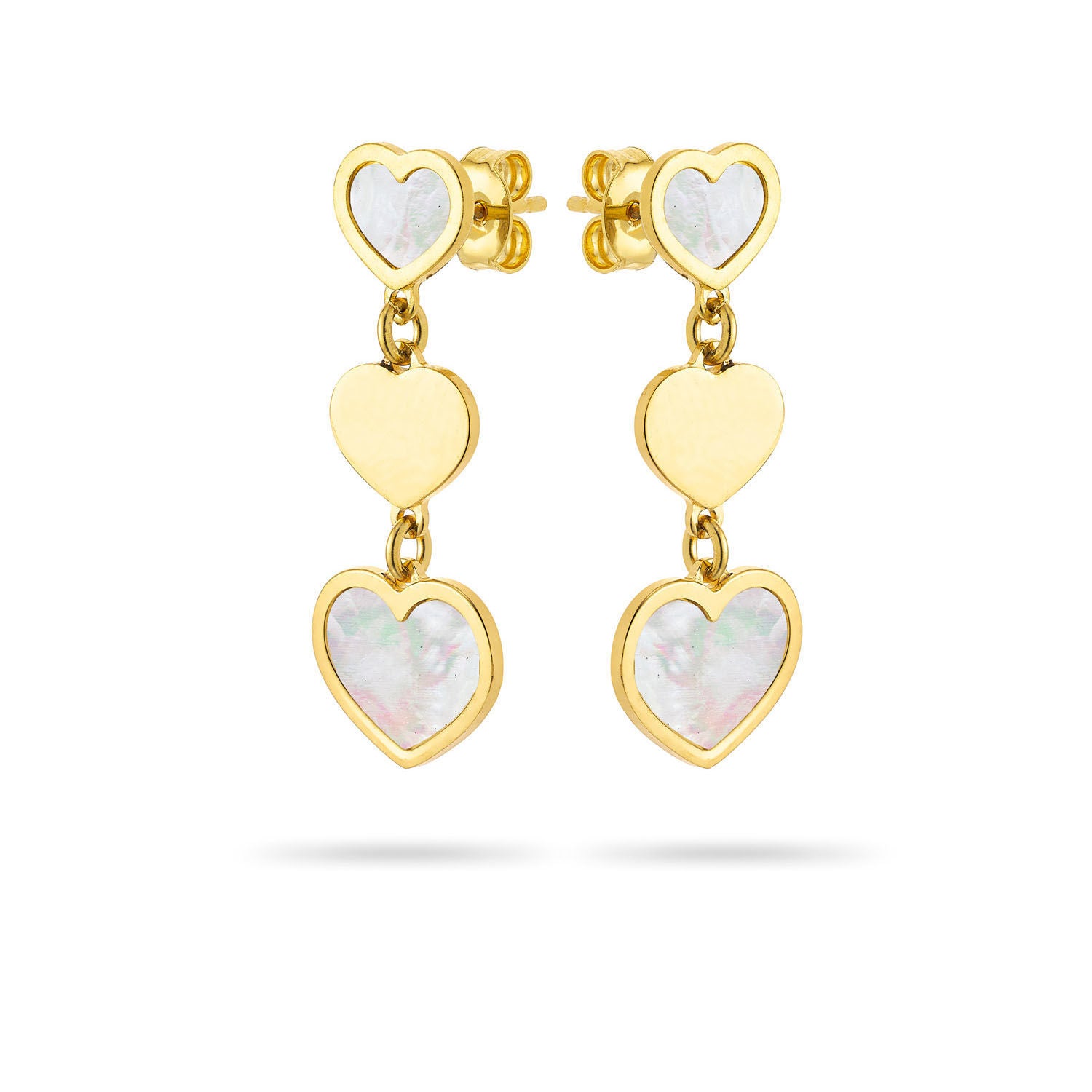 Σκουλαρίκια Symbols Καρδιά από επιχρυσωμένο ασήμι 925° με φίλντισι Εικόνα 1