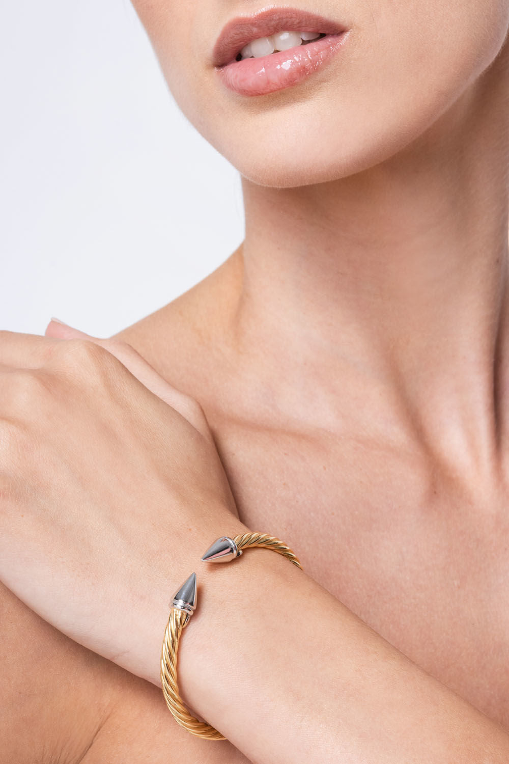 Βραχιόλι Skin σταθερό από επιχρυσωμένο και επιροδιωμένο ασήμι 925° Εικόνα 2