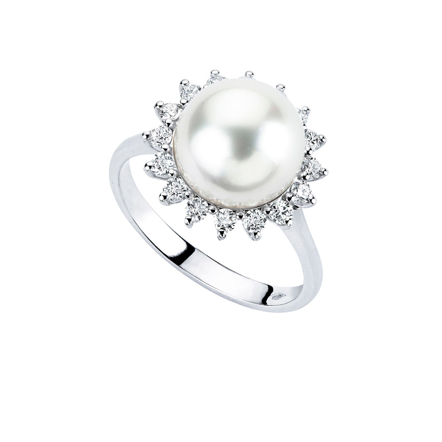 Δαχτυλίδι Pearls από λευκό χρυσό 18K με freshwater pearl και διαμάντια μπριγιάν Εικόνα 1