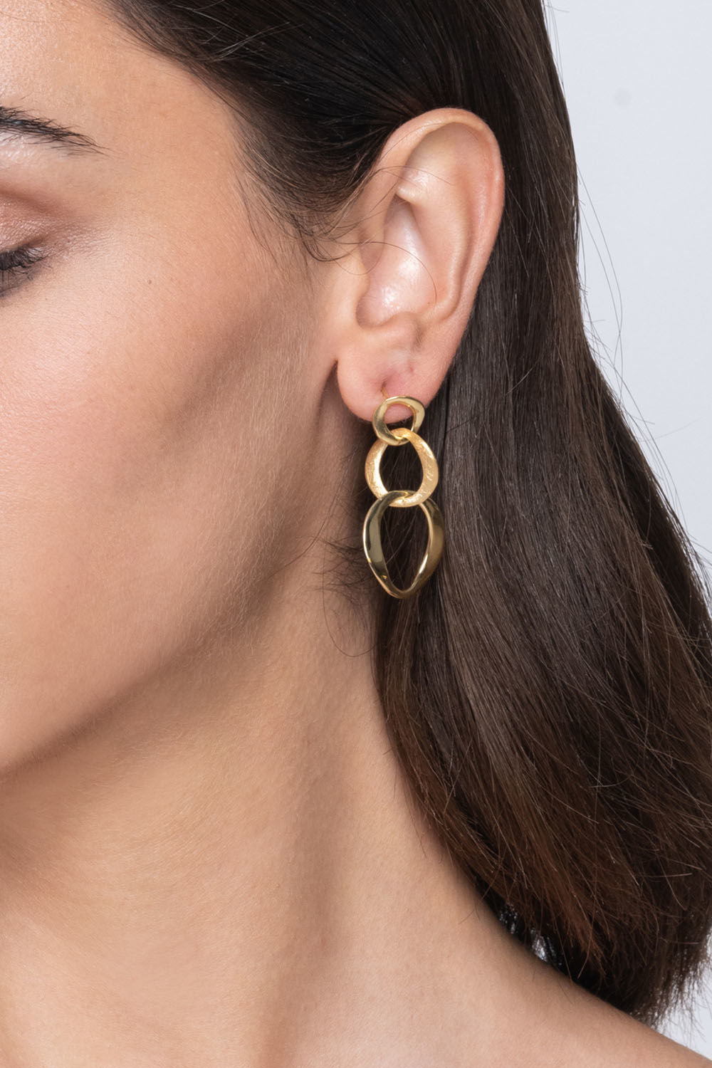 Σκουλαρίκια Reflections από επιχρυσωμένο ασήμι 925° ματ και polished Εικόνα 3