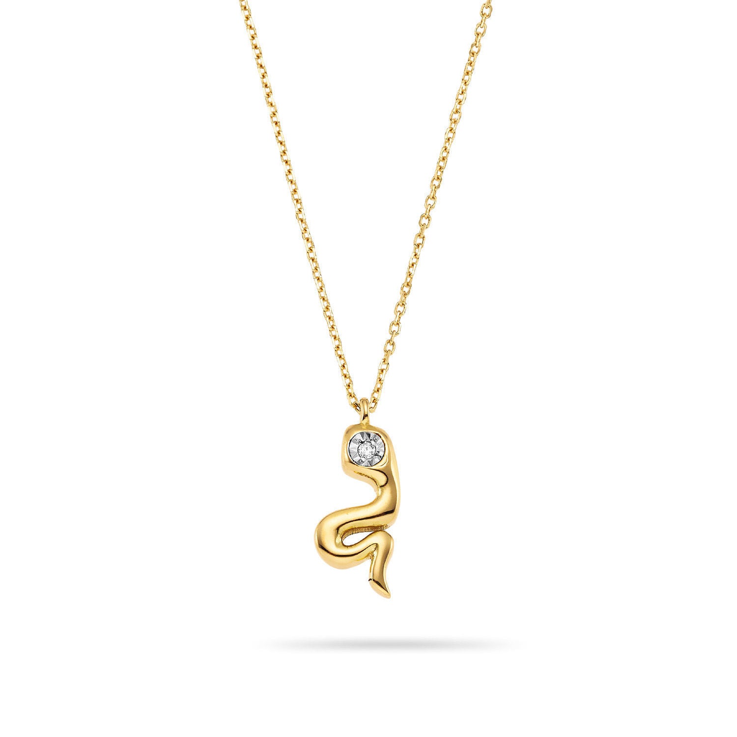 Κολιέ Symbols Φιδάκι από χρυσό 18K με διαμάντι μπριγιάν Εικόνα 1