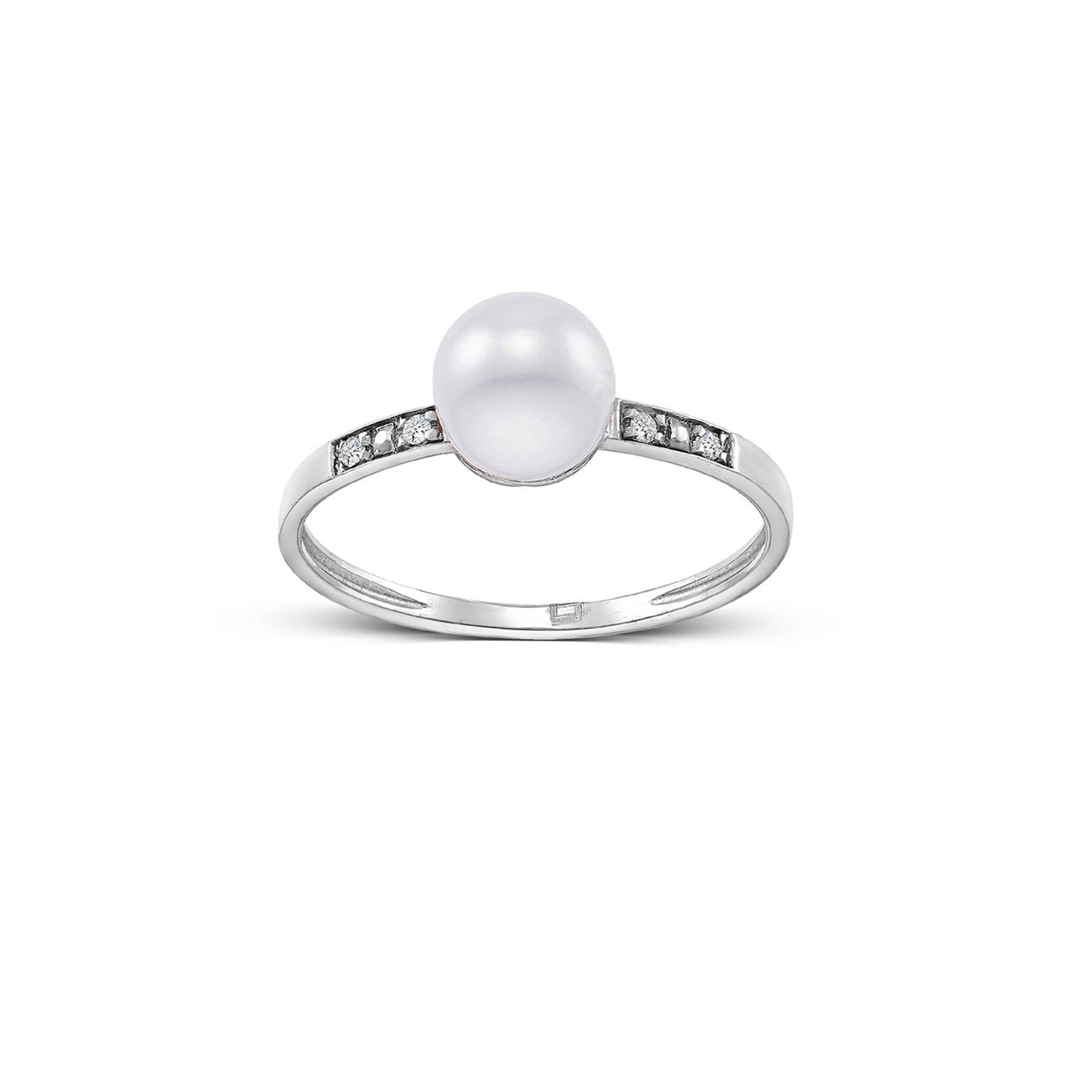 Δαχτυλίδι Pearls από λευκό χρυσό 18K με freshwater pearl και διαμάντια μπριγιάν Εικόνα 1