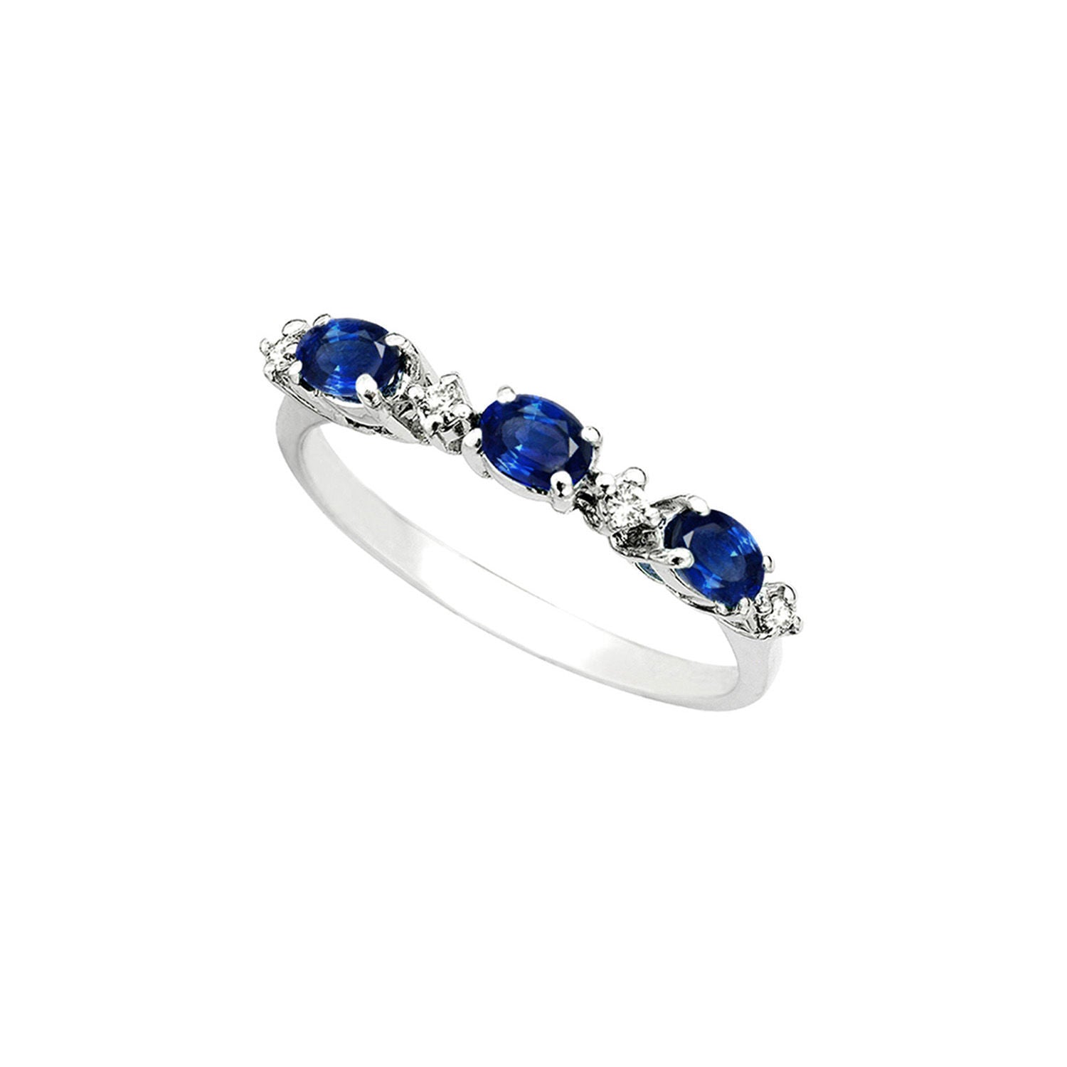 Δαχτυλίδι Gems από λευκό χρυσό 18K με ζαφείρια και διαμάντια μπριγιάν Εικόνα 1