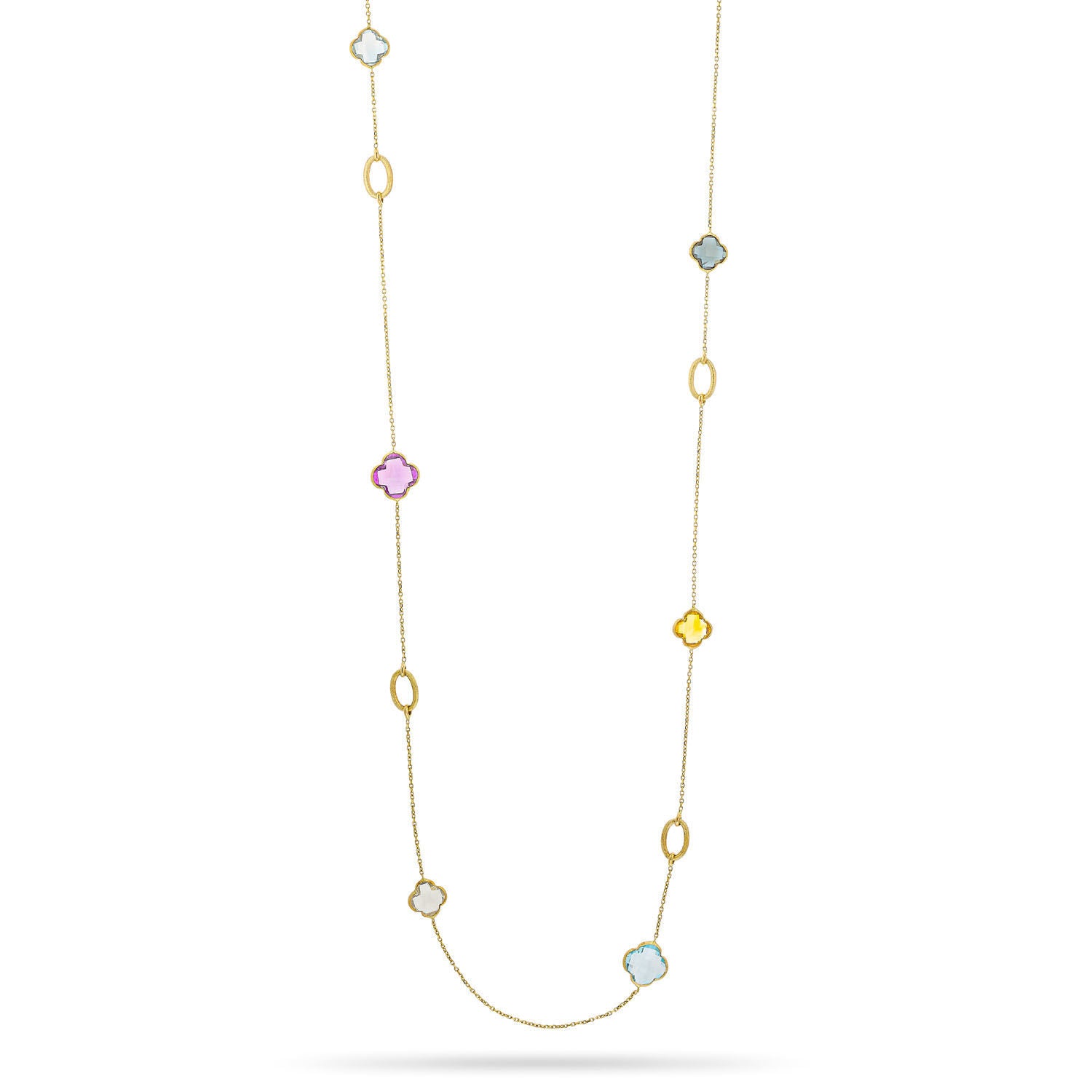 Κολιέ Secret Garden από χρυσό 14K με London blue topaz, γαλάζιο τοπάζι, smoky quartz, σιτρίν, πρασιολίτη και αμέθυστο Εικόνα 1