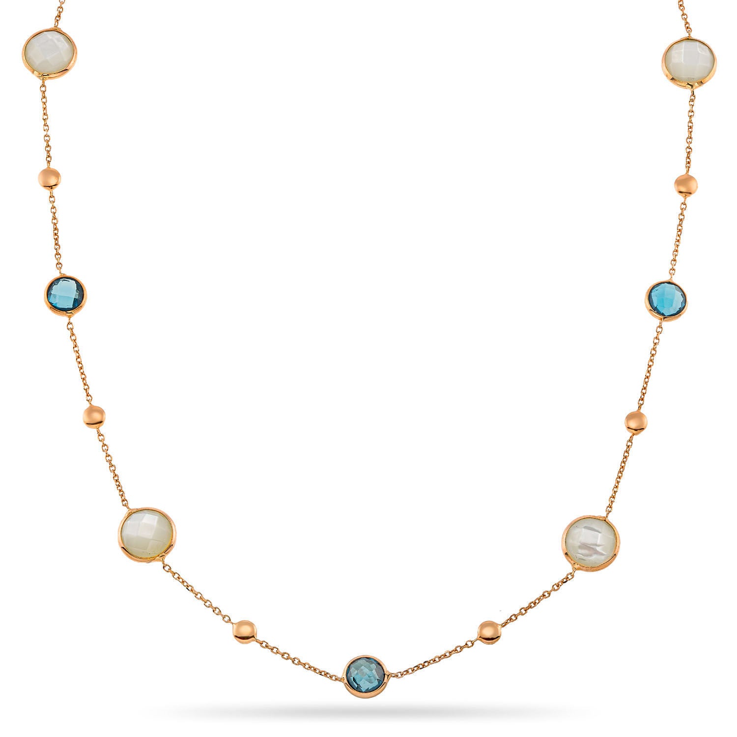 Κολιέ Secret Garden από ροζ χρυσό 14K με London blue topaz και φίλντισι Εικόνα 1