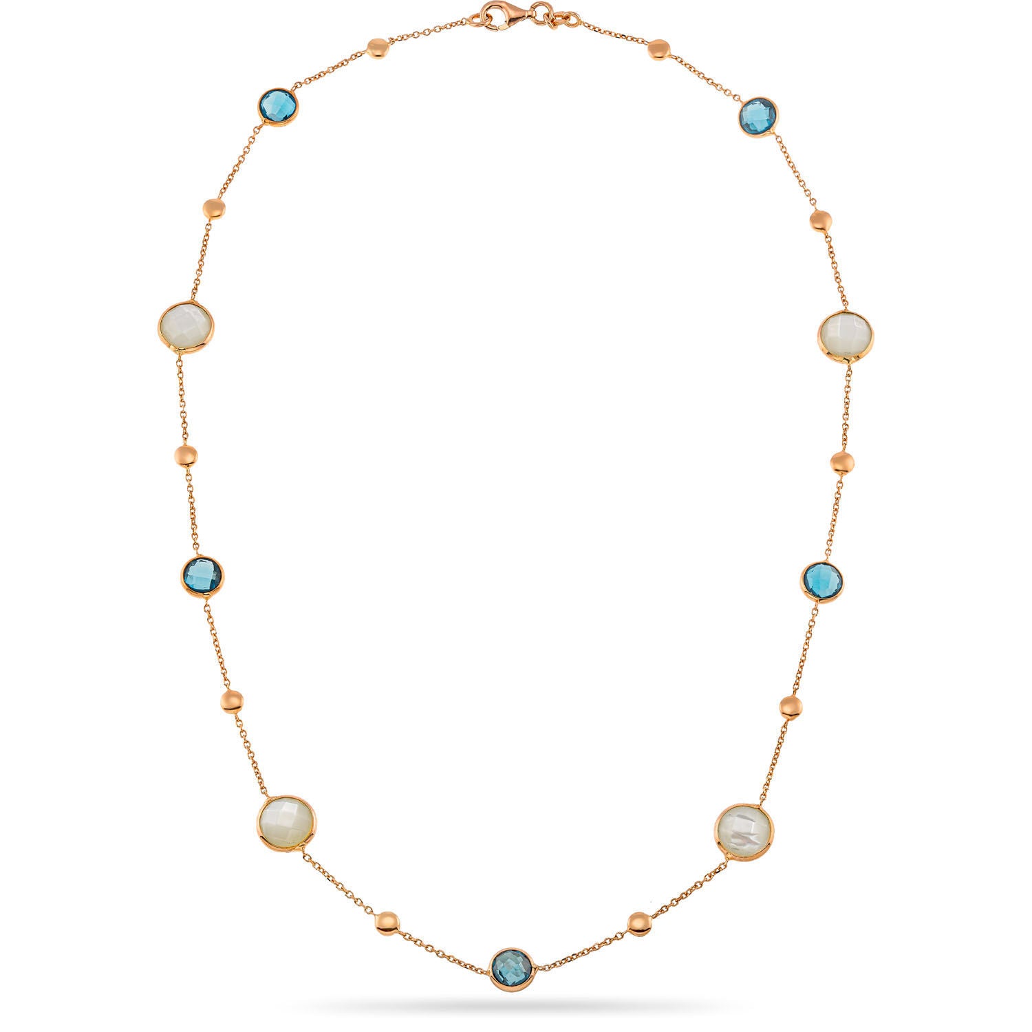 Κολιέ Secret Garden από ροζ χρυσό 14K με London blue topaz και φίλντισι Εικόνα 2