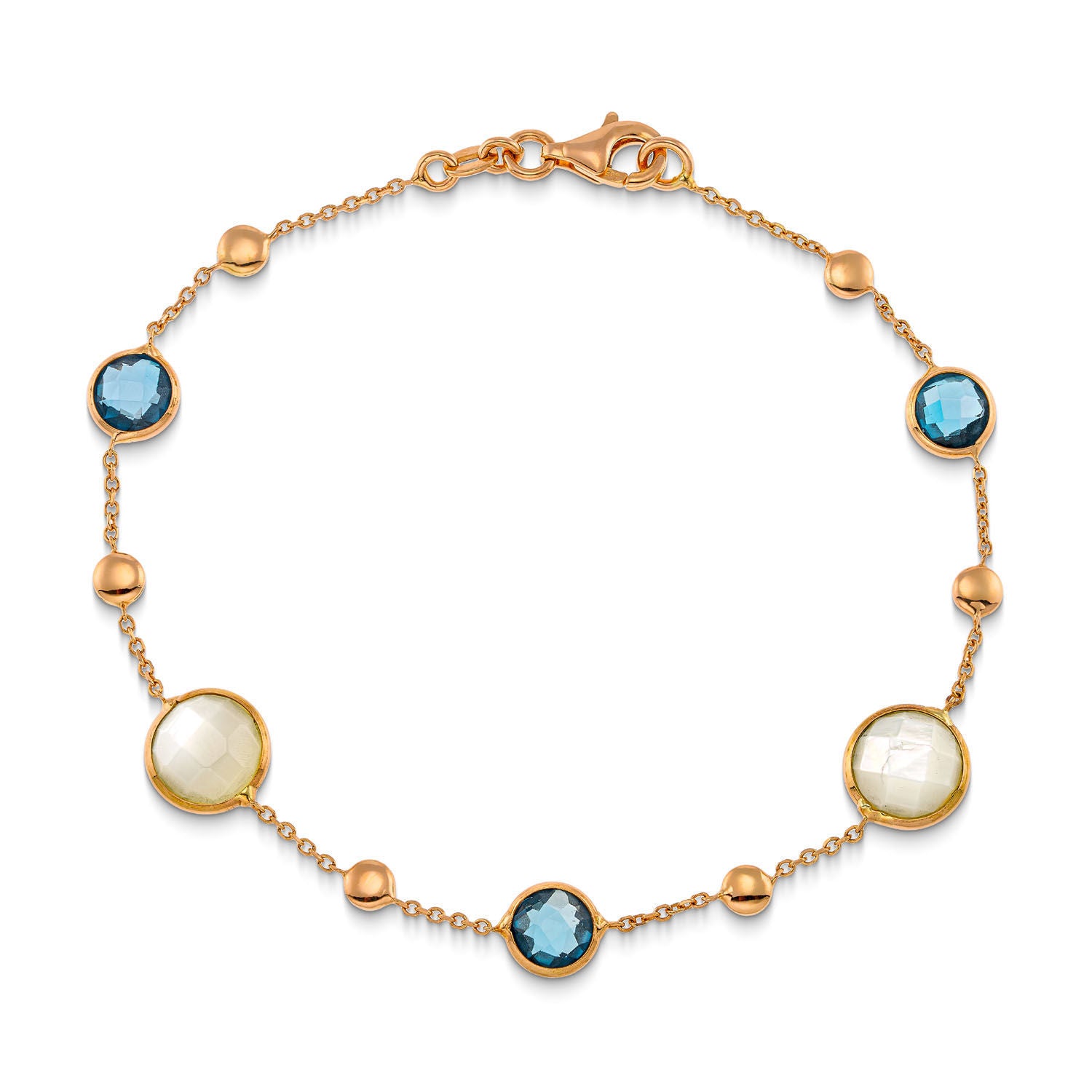 Βραχιόλι Secret Garden από ροζ χρυσό 14K με London blue topaz και φίλντισι Εικόνα 1