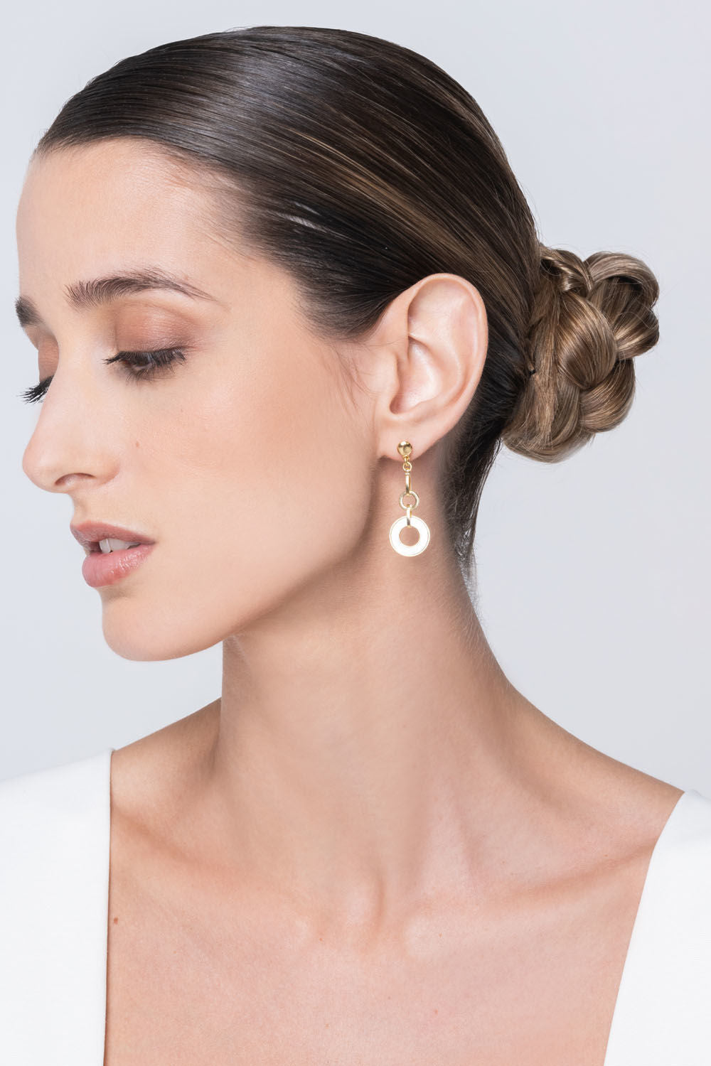 Σκουλαρίκια Geometry από επιχρυσωμένο ασήμι 925° με φίλντισι Εικόνα 2