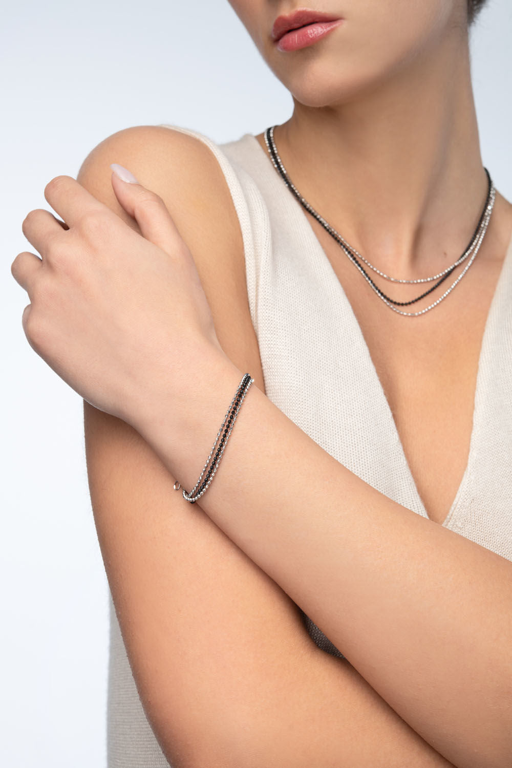 Βραχιόλι Skin από επιροδιωμένο και μαύρο επιροδιωμένο ασήμι 925° Εικόνα 3