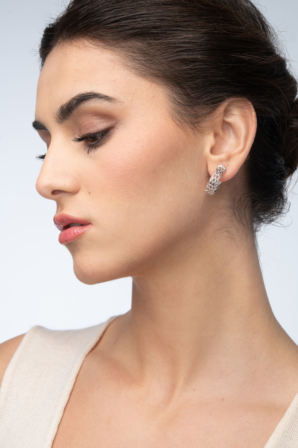 Σκουλαρίκια κρίκοι Skin από επιροδιωμένο ασήμι 925° Εικόνα 2