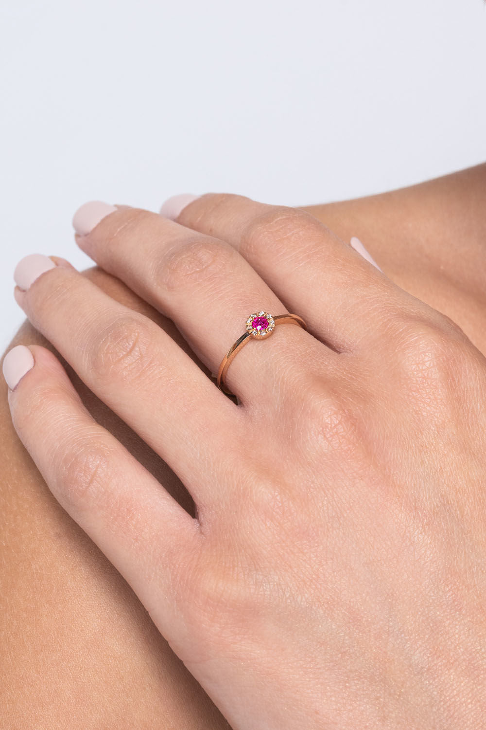 Δαχτυλίδι Gems από ροζ χρυσό 18K με ρουμπίνι και διαμάντια μπριγιάν Εικόνα 3