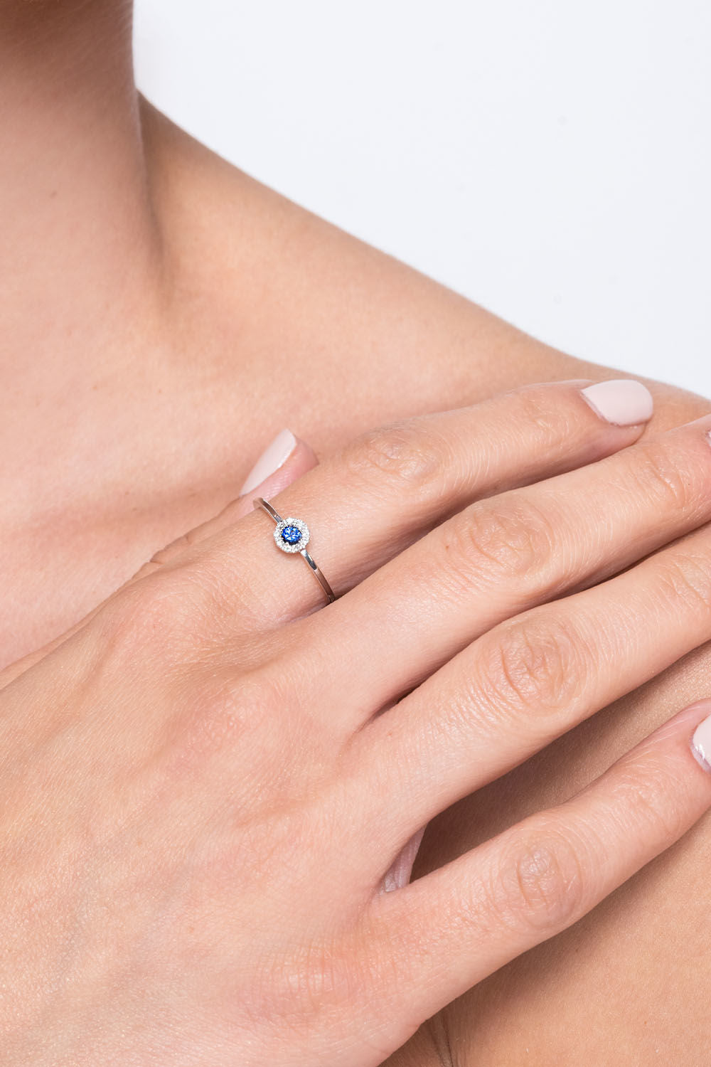 Δαχτυλίδι Gems από λευκό χρυσό 18K με ζαφείρι και διαμάντια μπριγιάν Εικόνα 3