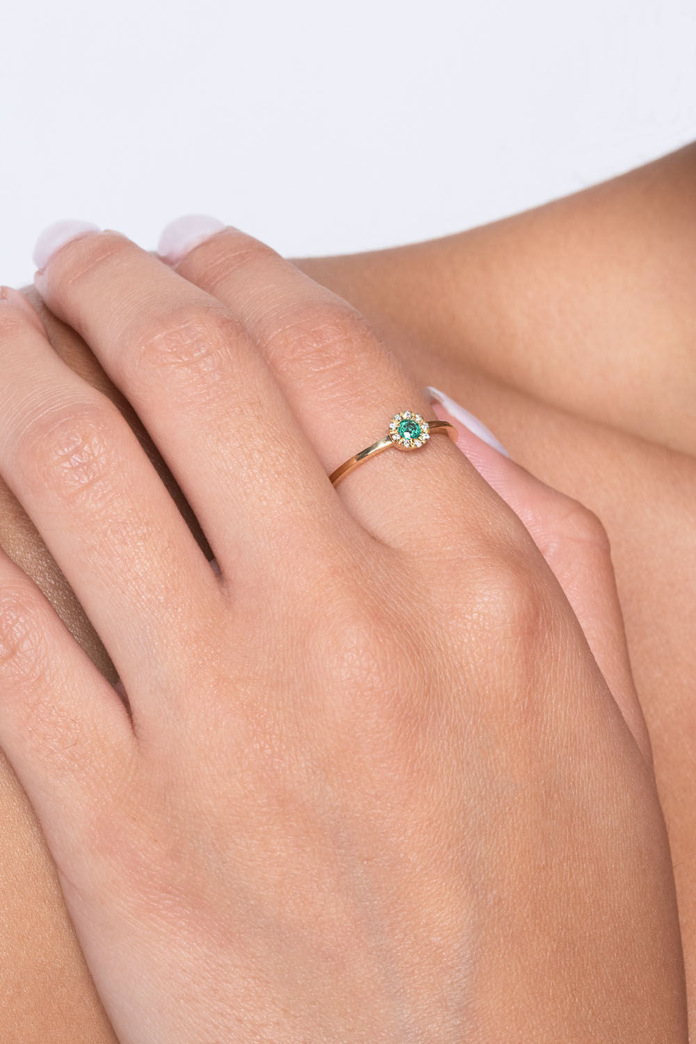 Δαχτυλίδι Gems από χρυσό 18K με σμαράγδι και διαμάντια μπριγιάν Εικόνα 3