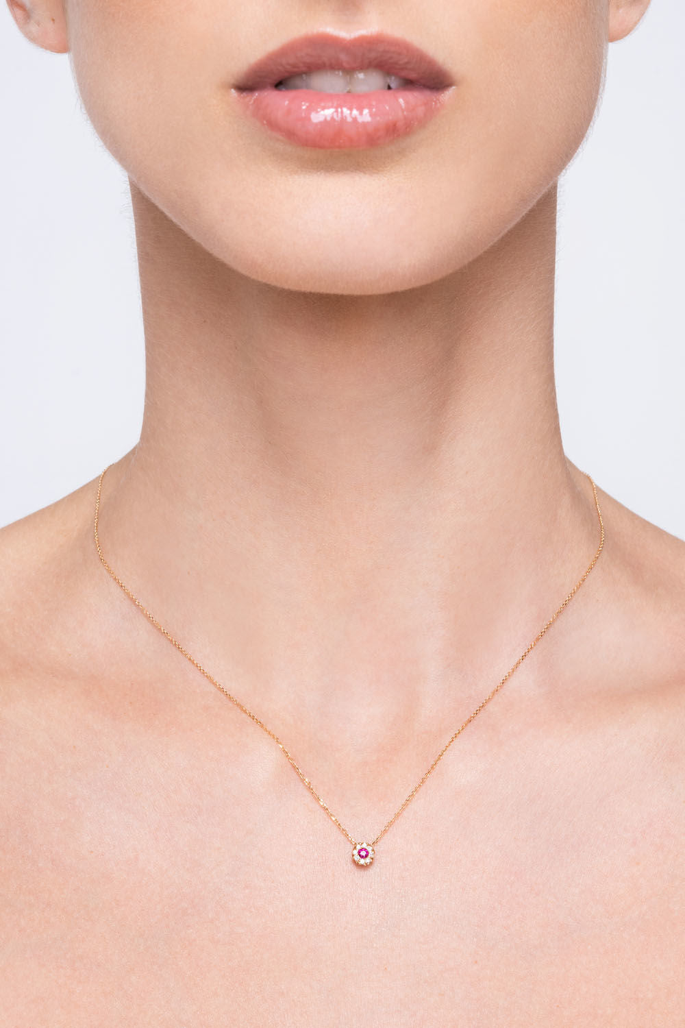 Κολιέ Gems από ροζ χρυσό 18K με ρουμπίνι και διαμάντια μπριγιάν Εικόνα 2