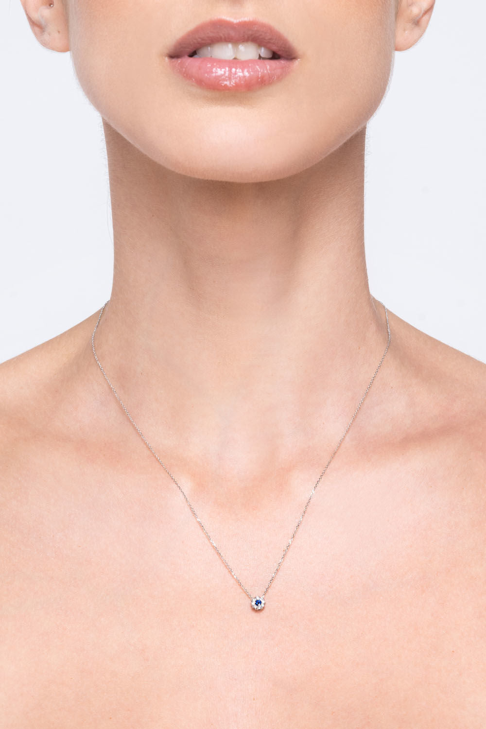 Κολιέ Gems από λευκό χρυσό 18K με ζαφείρι και διαμάντια μπριγιάν Εικόνα 2