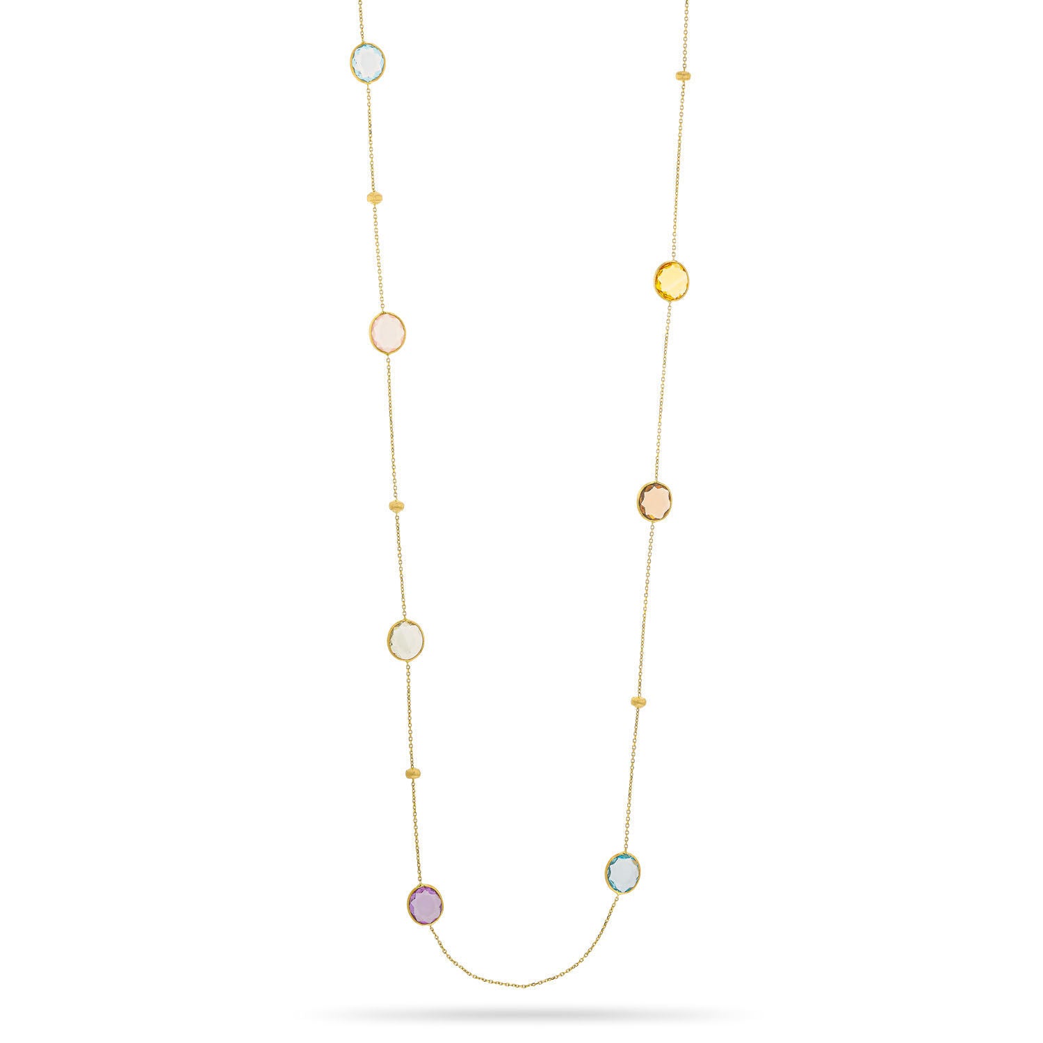 Κολιέ Secret Garden από χρυσό 14K με ροζ quartz, smoky quartz,τοπάζι, αμέθυστο, σιτρίν και πρασιολίτη Εικόνα 1