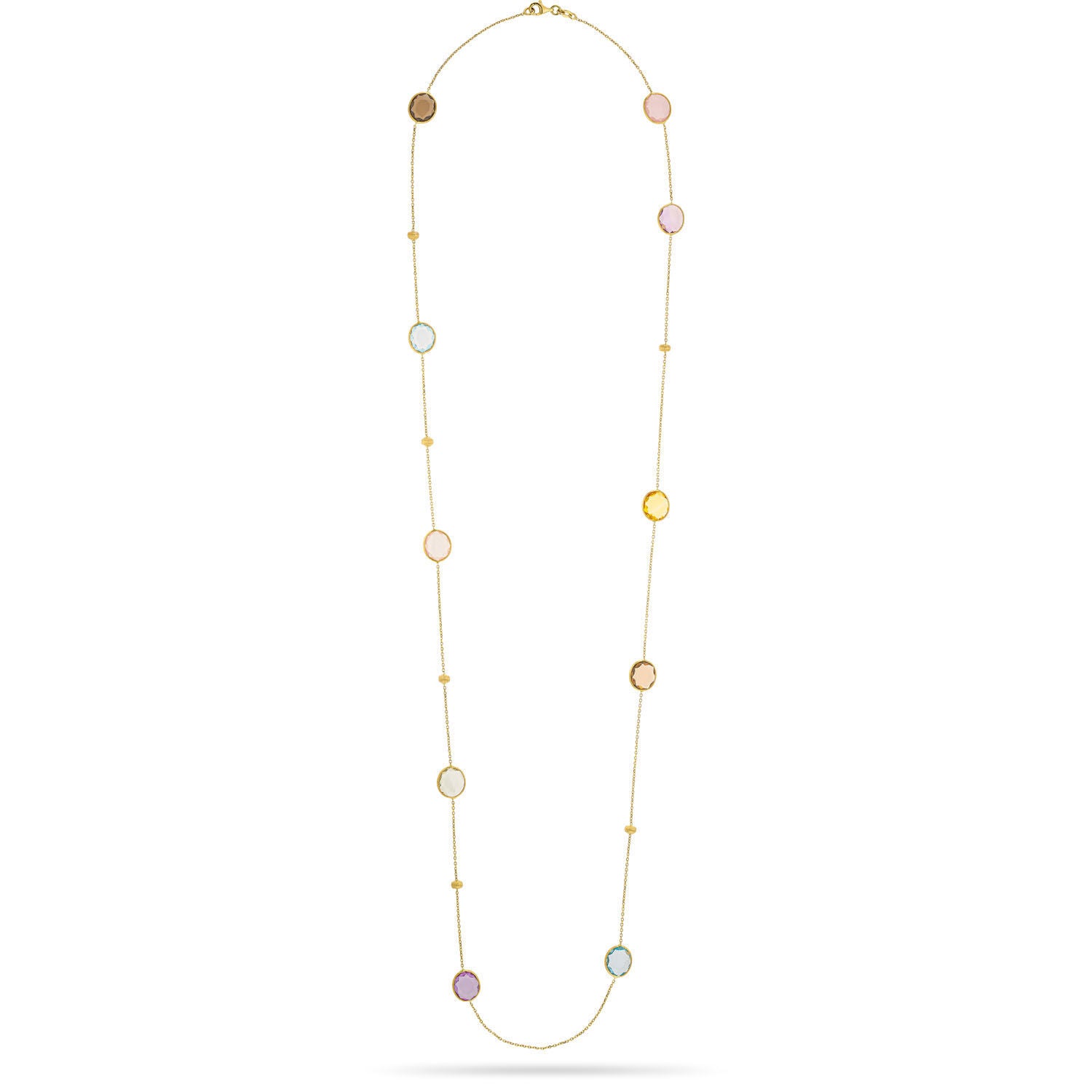 Κολιέ Secret Garden από χρυσό 14K με ροζ quartz, smoky quartz,τοπάζι, αμέθυστο, σιτρίν και πρασιολίτη Εικόνα 2