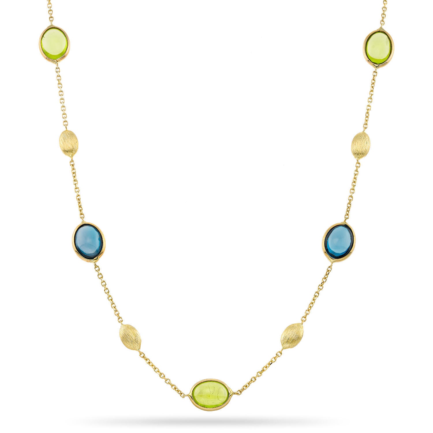 Κολιέ Secret Garden από χρυσό 14K με London blue topaz και περίδοτο Εικόνα 1